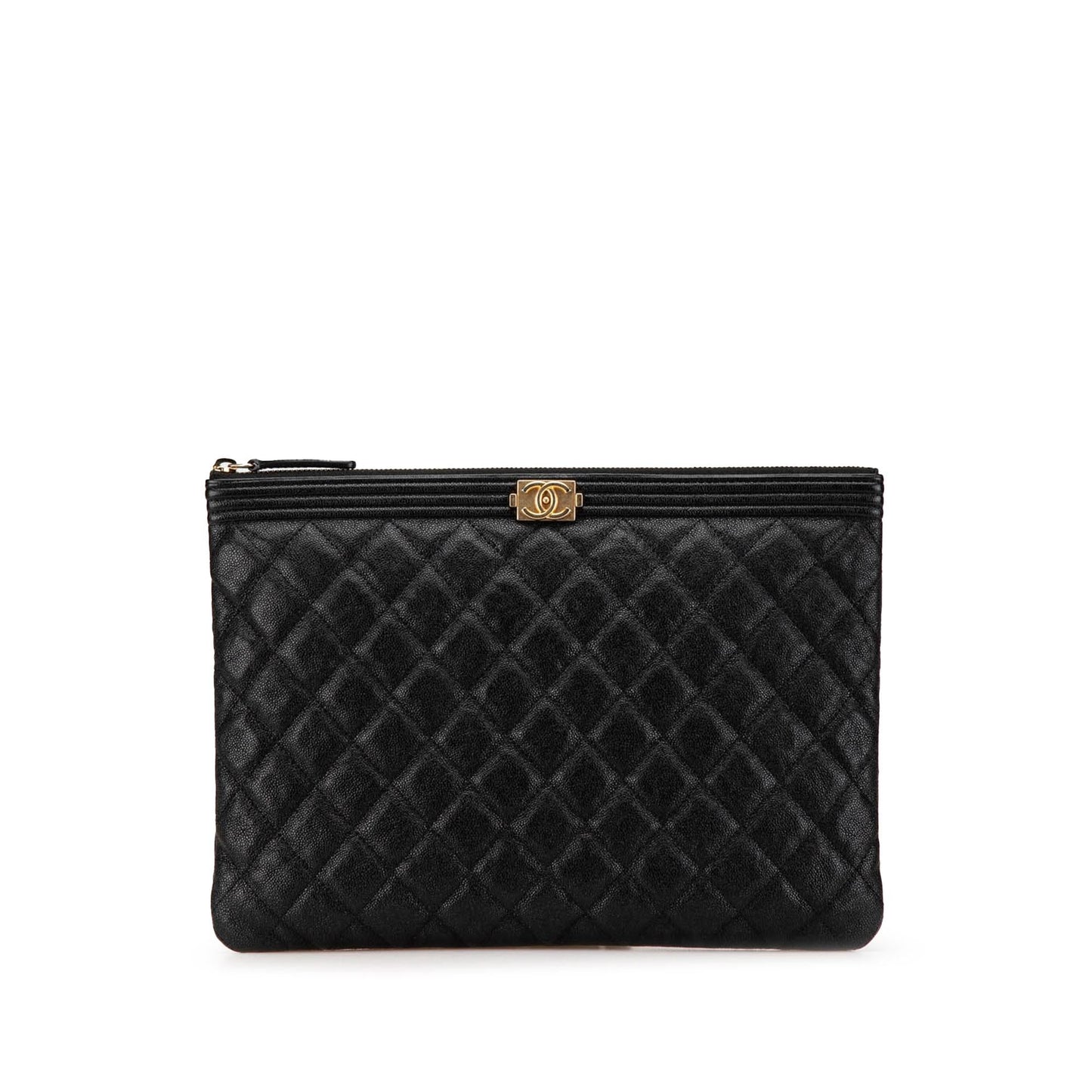 Chanel Medium Quilted Caviar Boy O Case Clutch