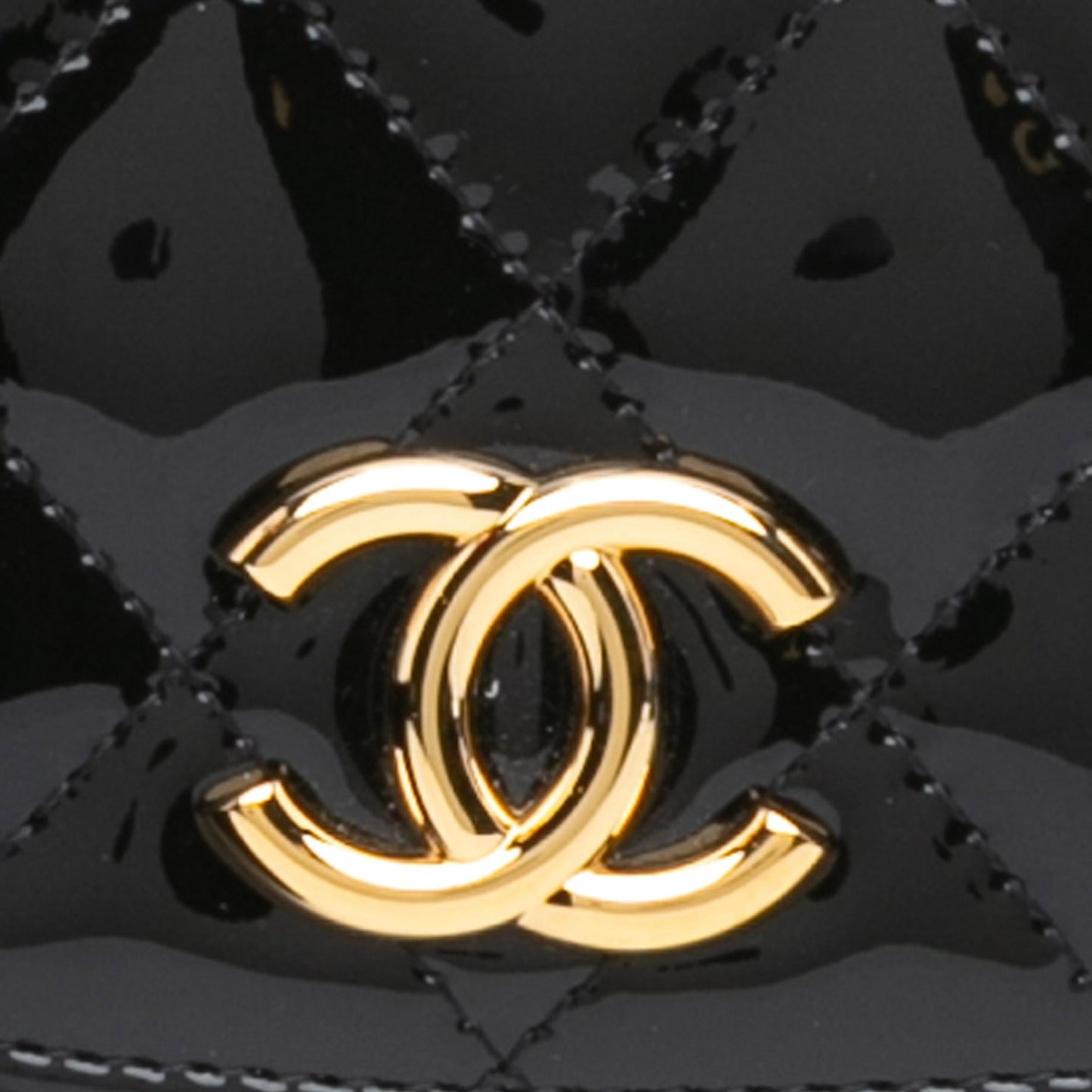 Chanel Mini CC Quilted Patent Leather Top Handle Clutch with Chain