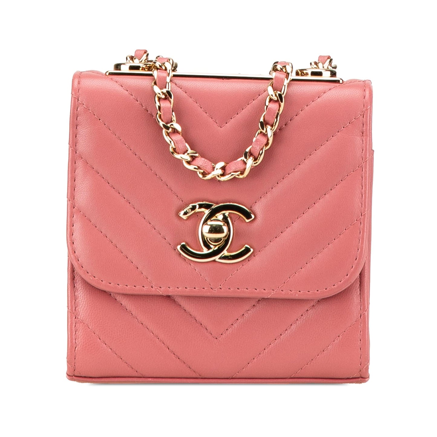 Chanel Mini Chevron Lambskin Trendy CC Chain Wallet
