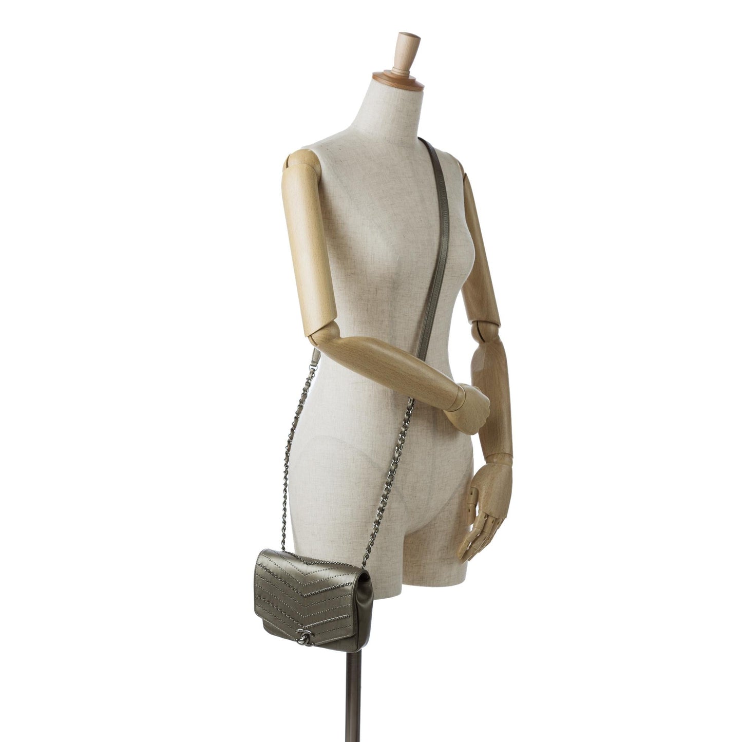 Chanel Mini Embellished Calfskin Chevron Square Envelop Flap