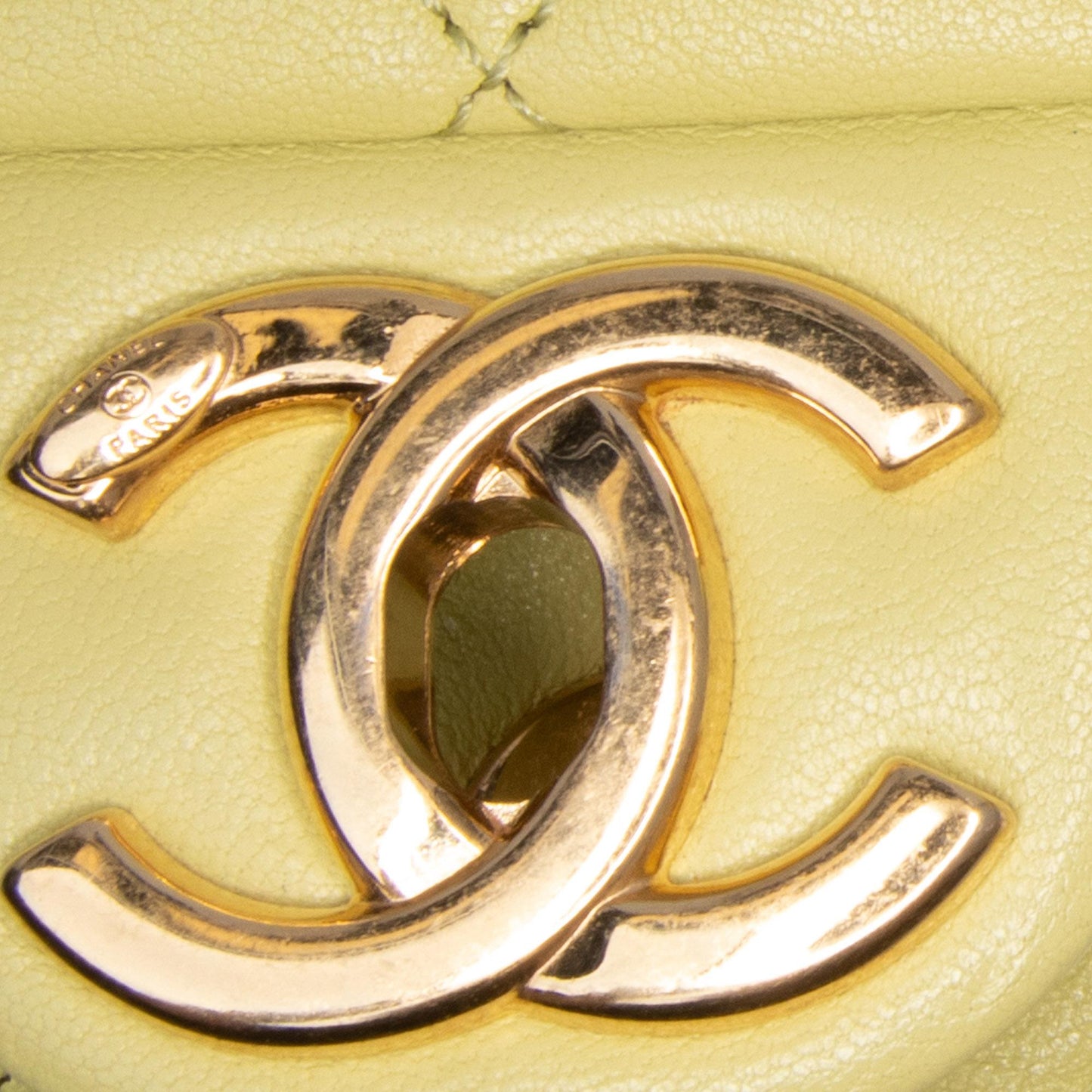 Chanel Mini Quilted Lambskin Oval Logo Chain Top Handle Flap