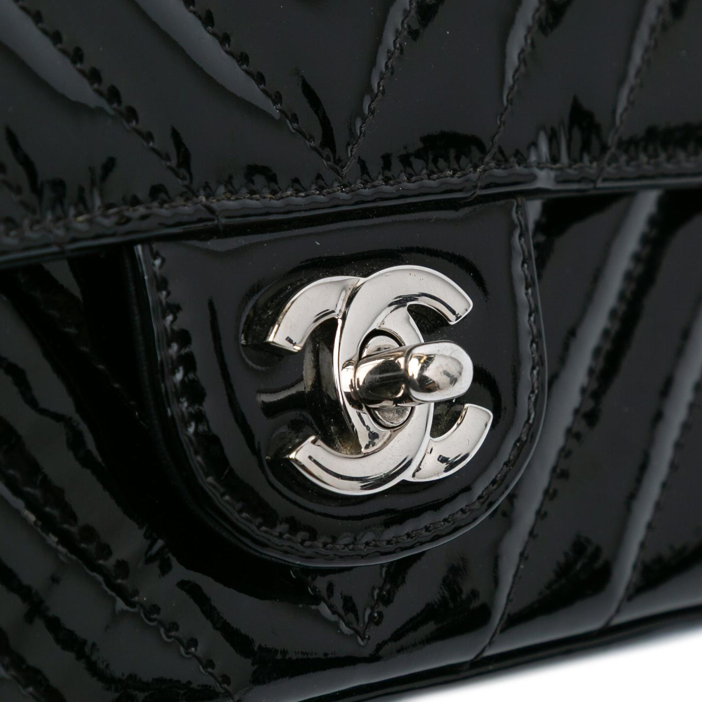 Chanel Mini Rectangular Classic Chevron Patent Single Flap