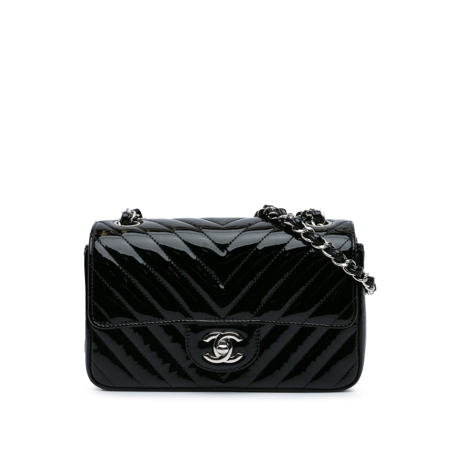 Chanel Mini Rectangular Classic Chevron Patent Single Flap