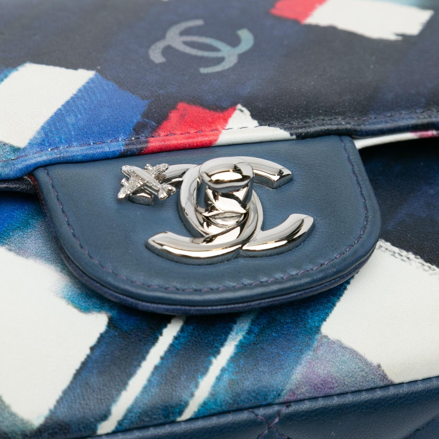 Chanel Mini Square Classic Printed Lambskin Airlines Flap