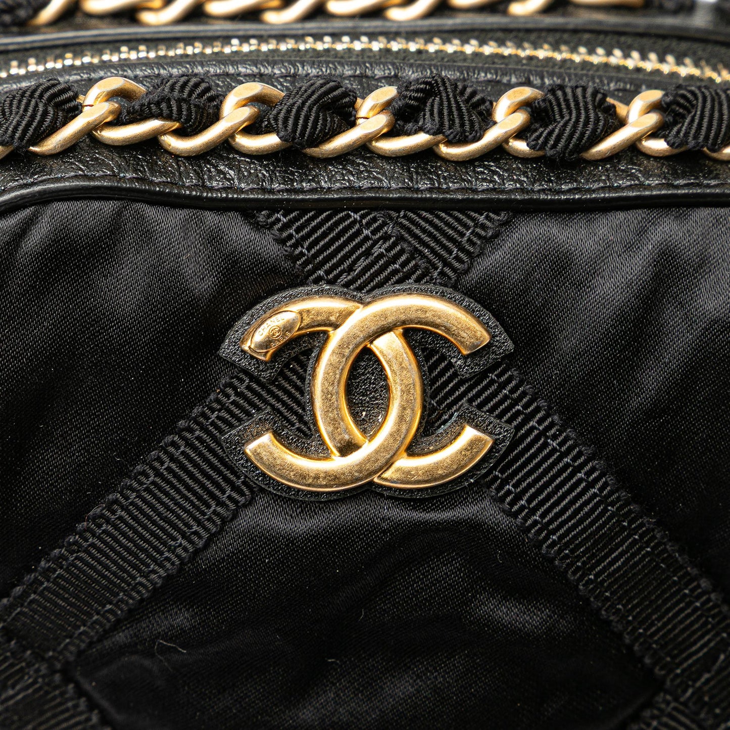 Chanel Nylon Grosgrain Lifestyle Clutch with Chain