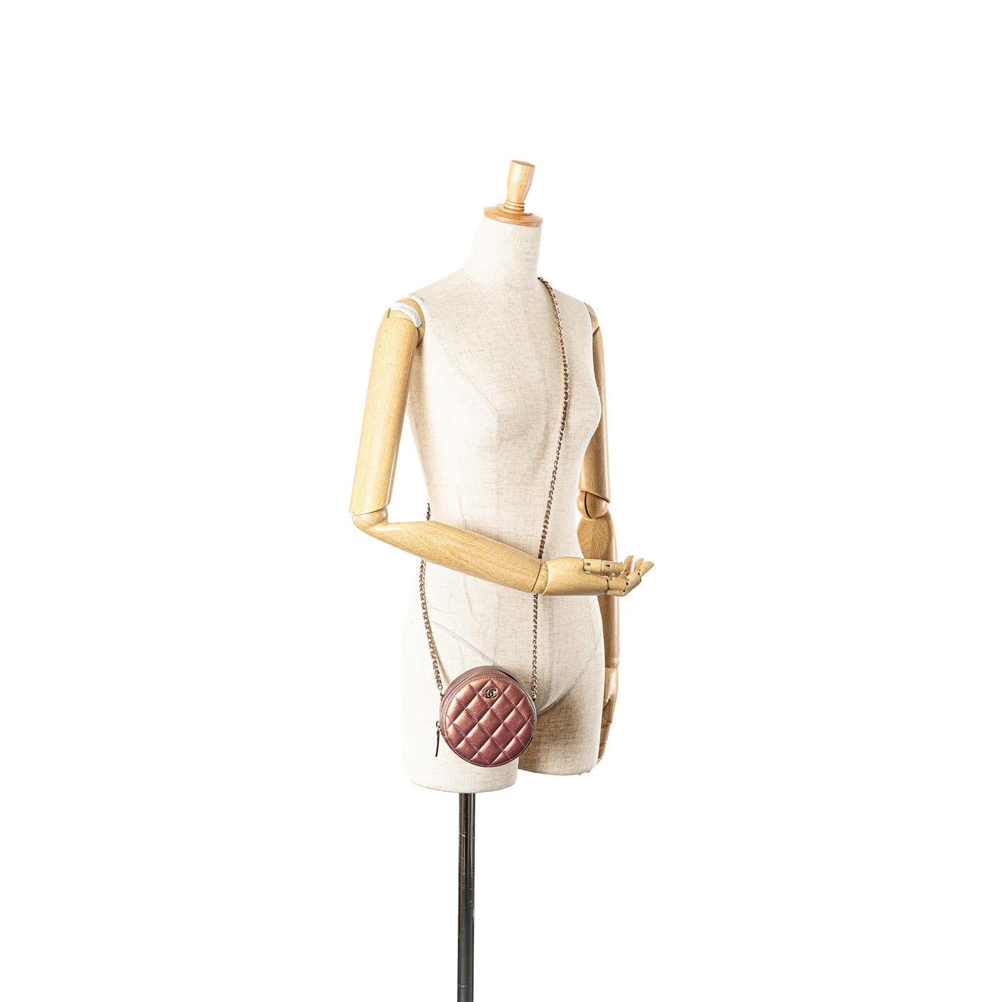 Chanel Quilted Iridescent Lambskin Round Clutch With Chain