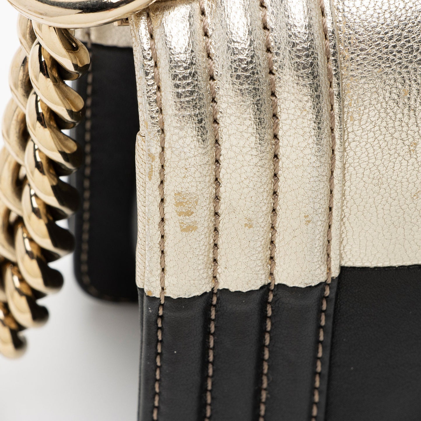 Chanel Two Tone Calfskin Goatskin Small Boy Bag