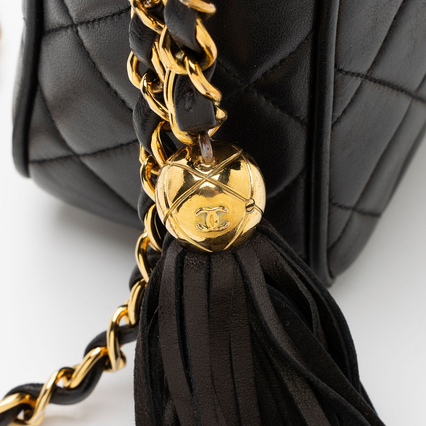 Chanel Vintage Lambskin Tassel Flap Camera Bag