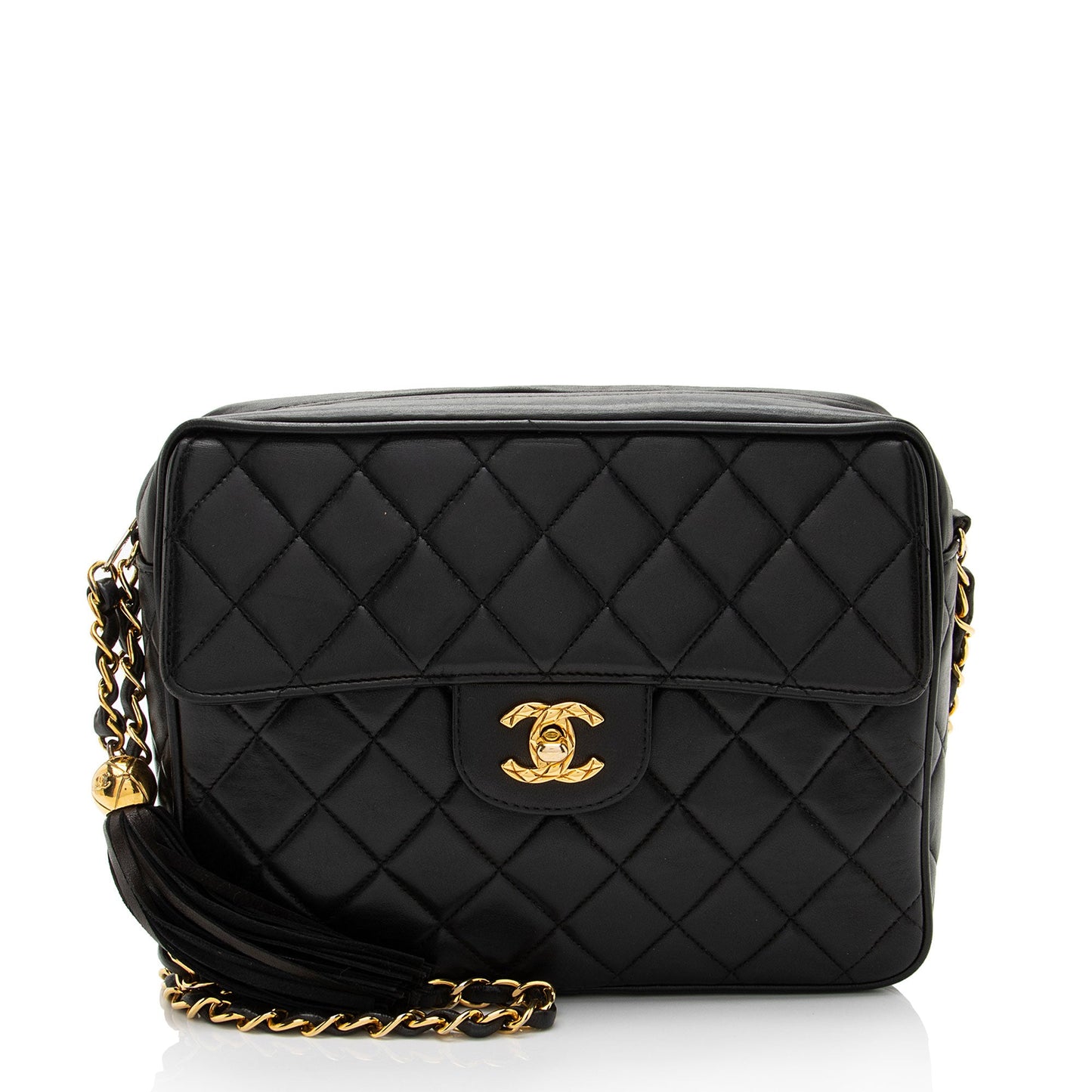 Chanel Vintage Lambskin Tassel Flap Camera Bag
