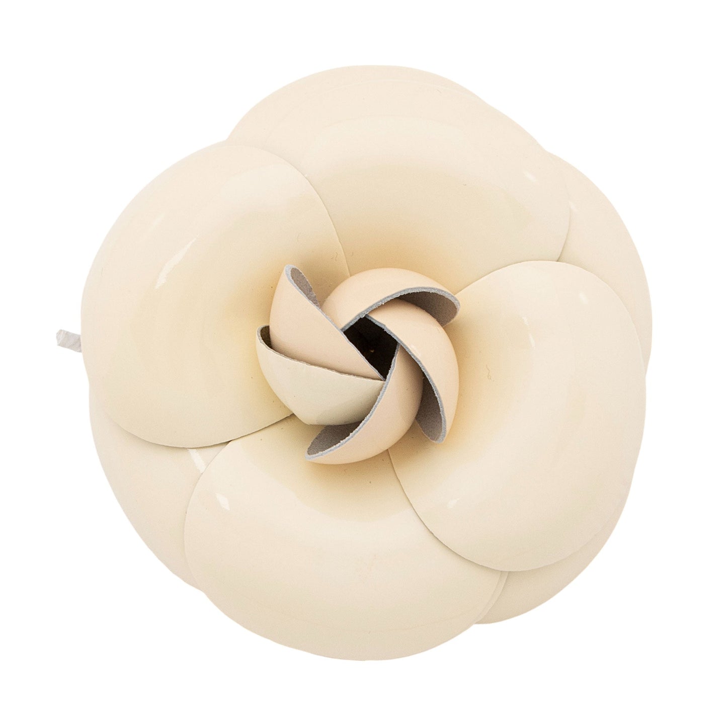 Chanel Vintage Patent Leather Camellia Brooch