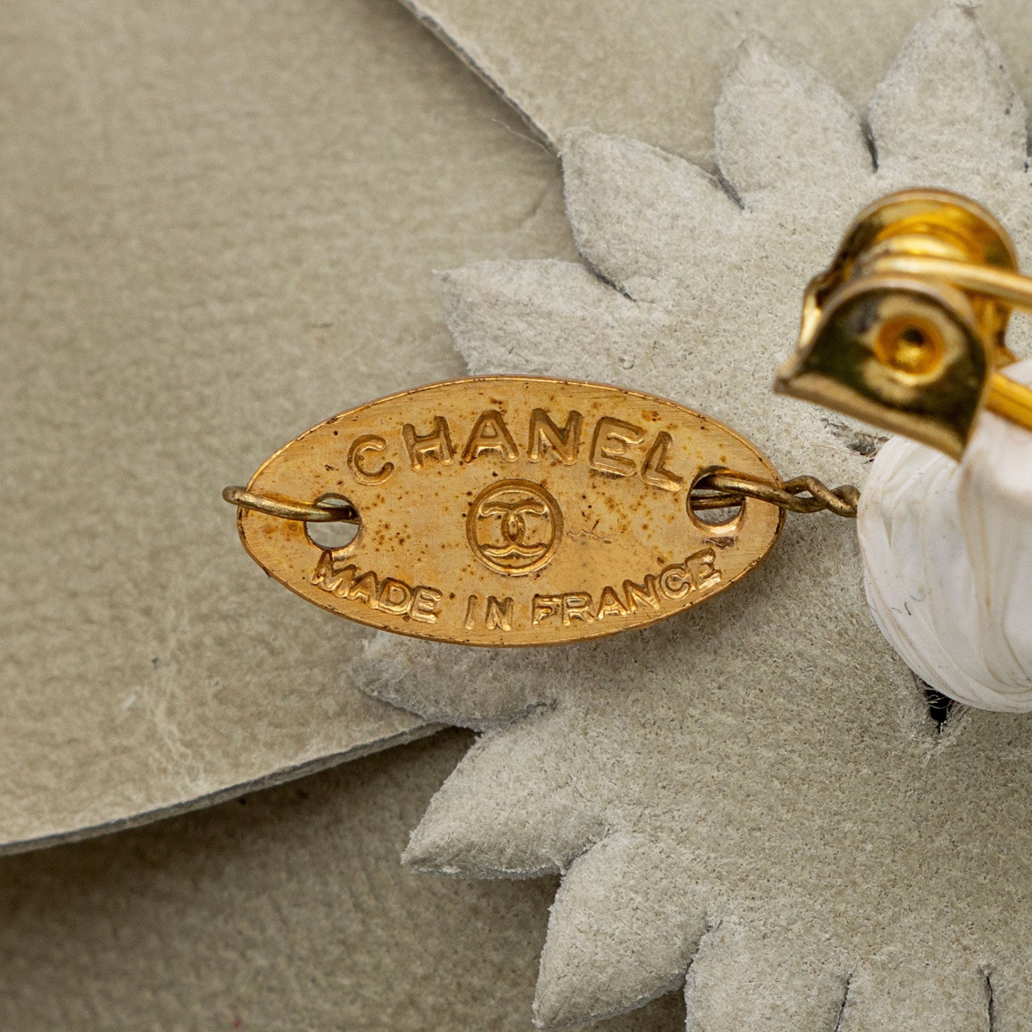 Chanel Vintage Patent Leather Camellia Brooch