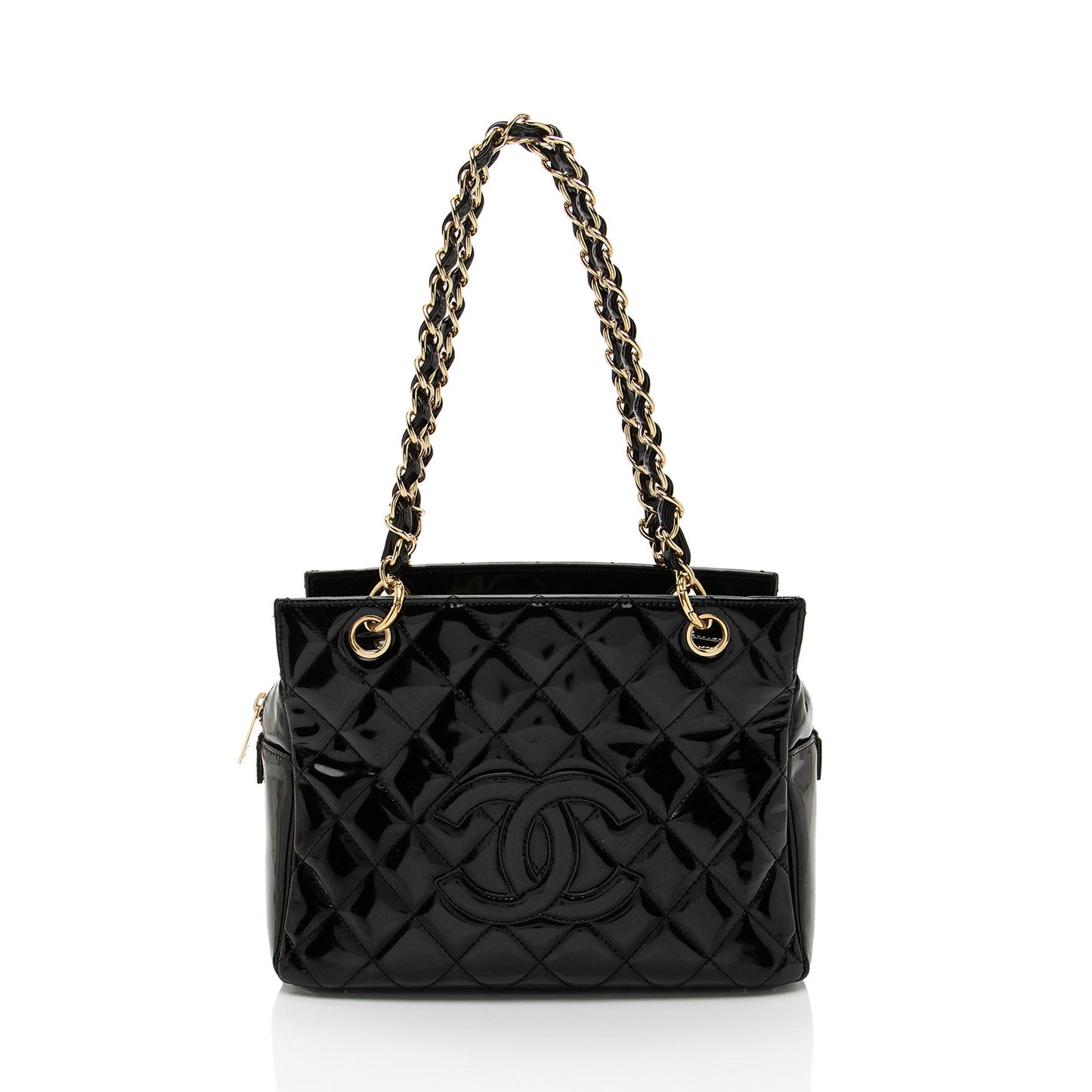 Chanel Vintage Patent Leather Timeless CC Petite Tote
