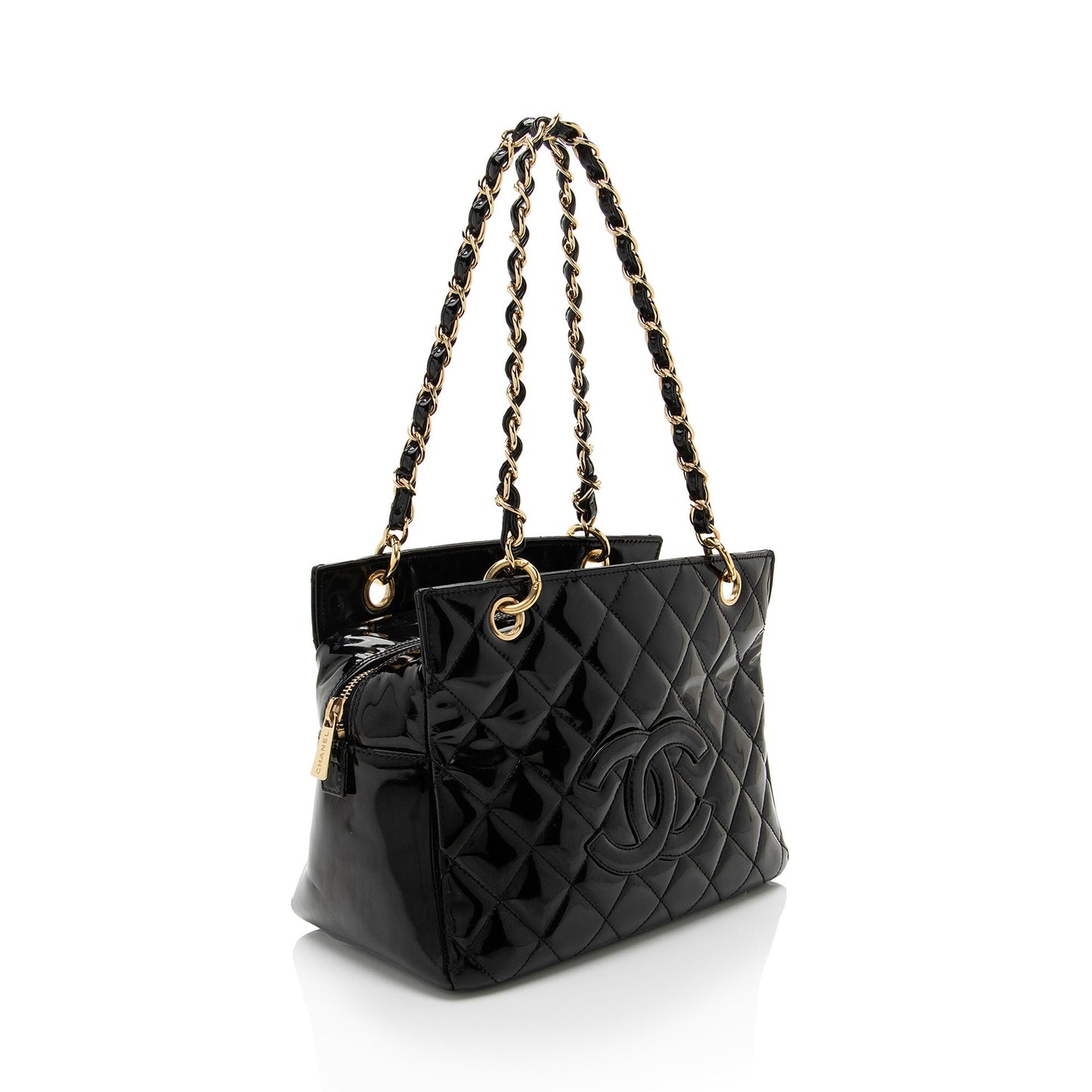 Chanel Vintage Patent Leather Timeless CC Petite Tote