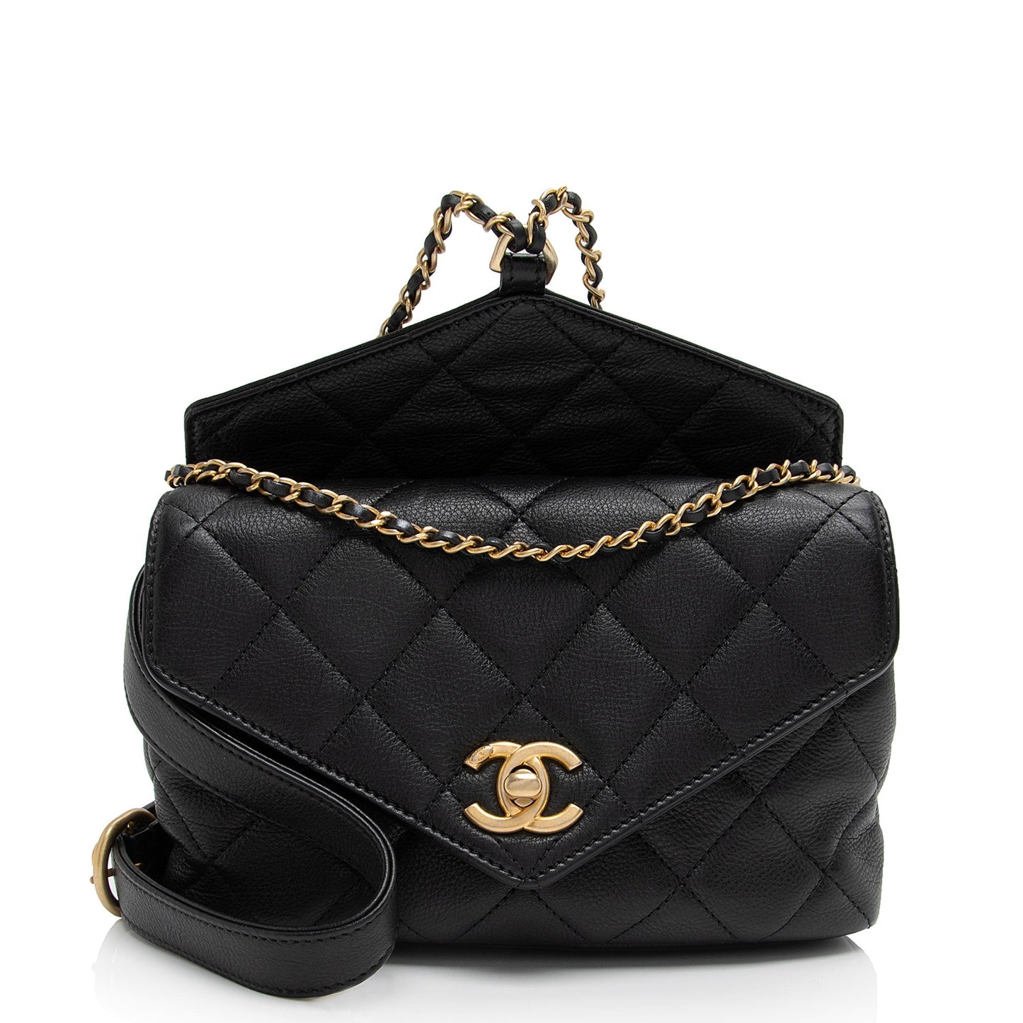 Chanel Calfskin Quilted Carry With Chic Flap Waist Bag (SHF-zM1SNQ)