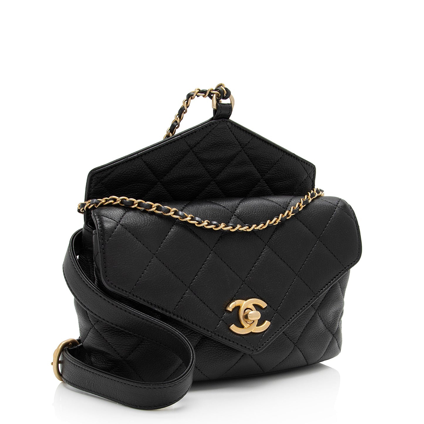 Chanel Calfskin Quilted Carry With Chic Flap Waist Bag (SHF-zM1SNQ)