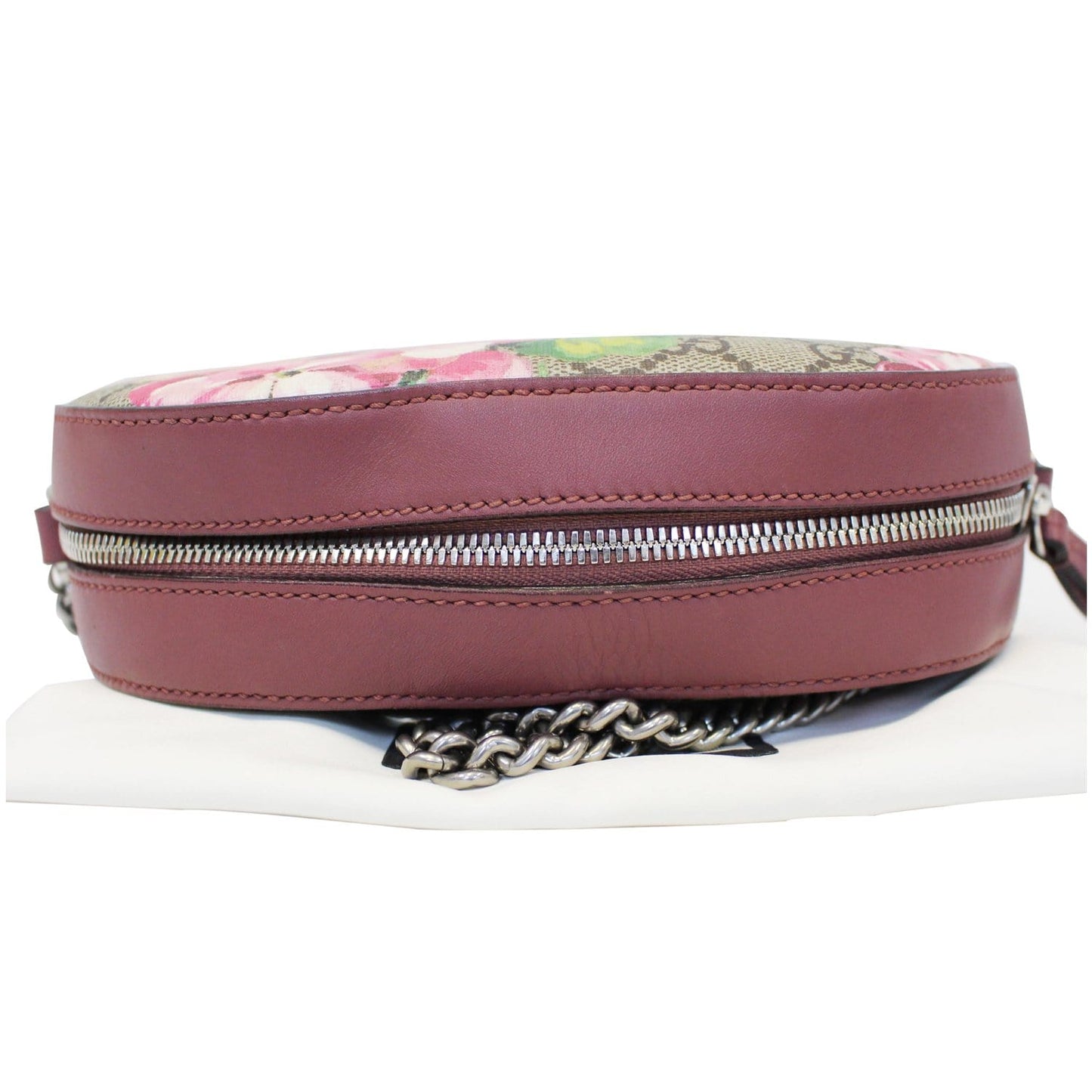 GUCCI GG Supreme Monogram Blooms Print Mini Chain Crossbody Bag Beige