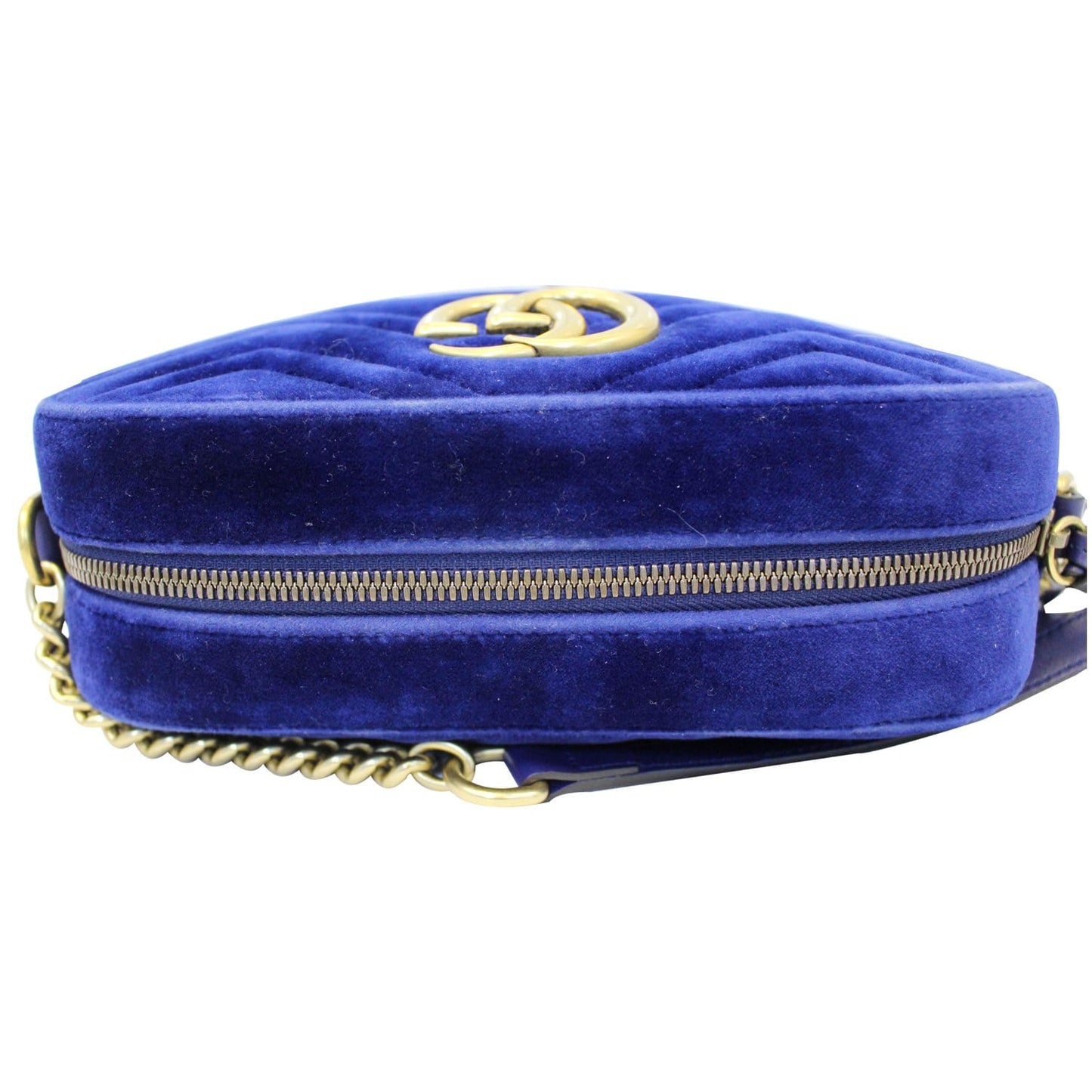 GUCCI GG Marmont Velvet Small Crossbody Bag Blue