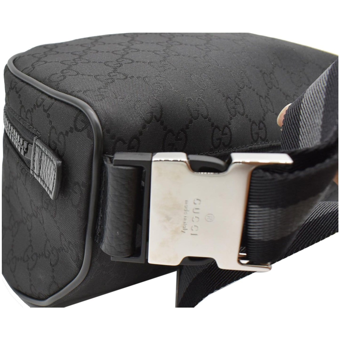 GUCCI GG Monogram Nylon Canvas Fanny Pack Belt Bag Black 449182