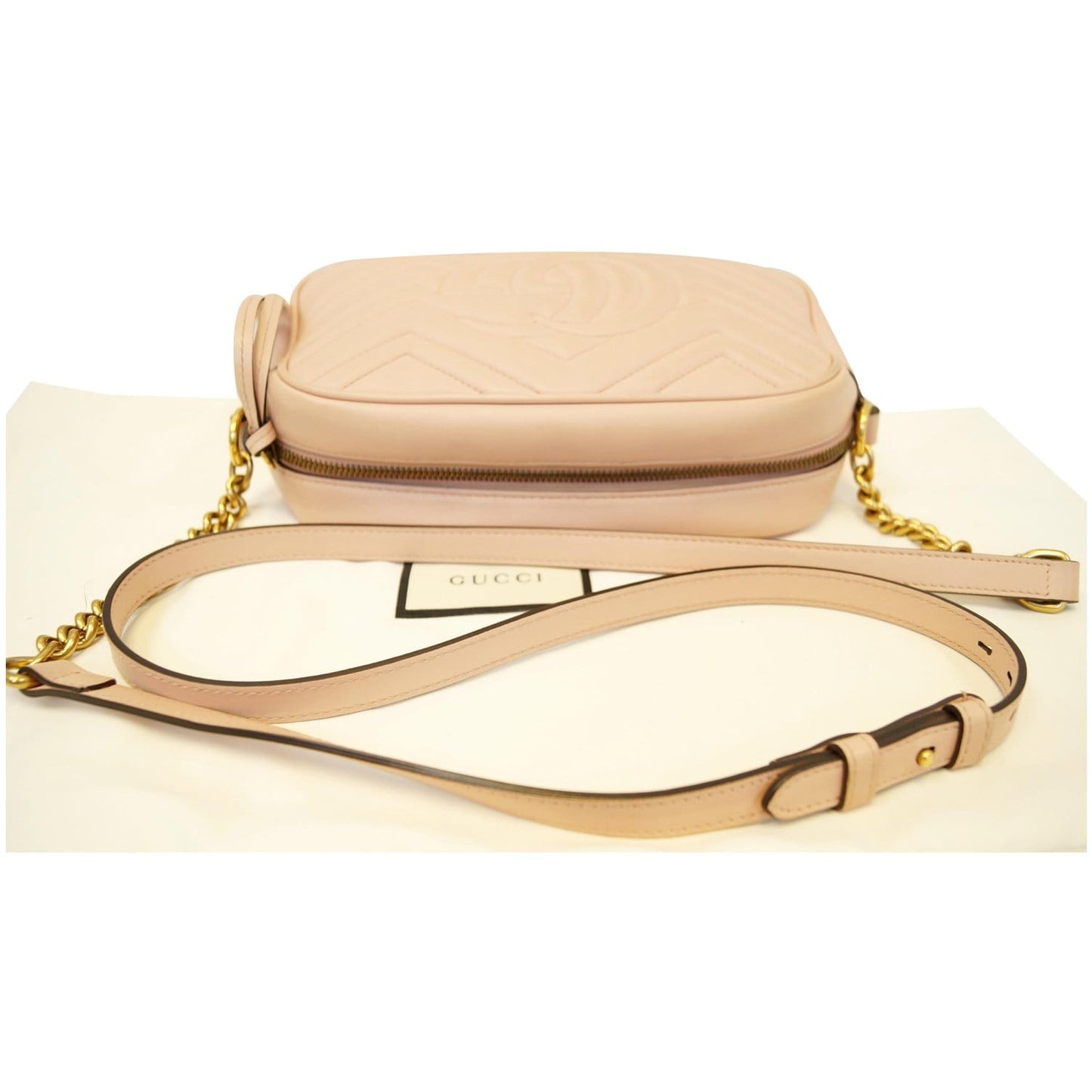 GUCCI GG Marmont Matelasse Small Leather Crossbody Bag Pink