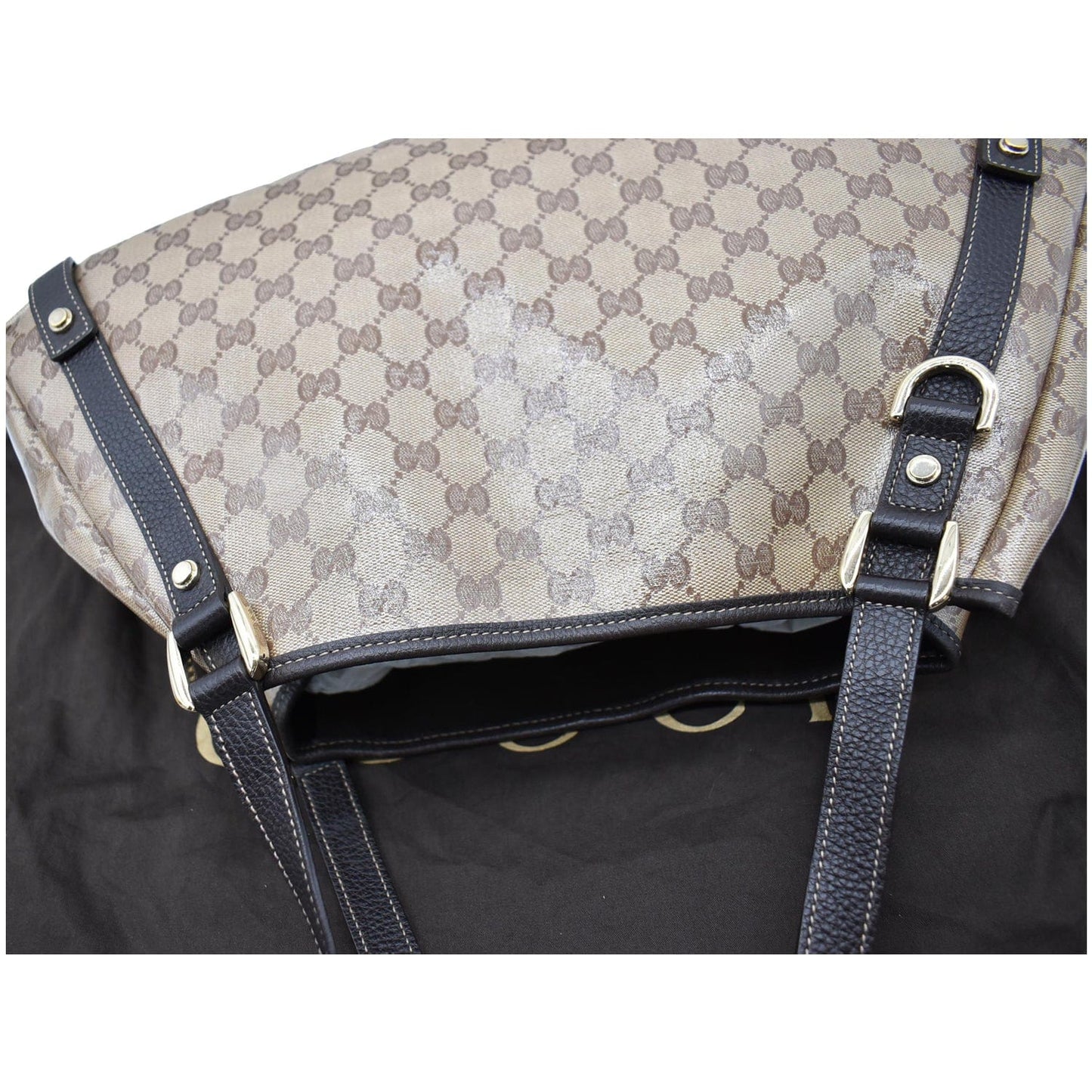 GUCCI Medium Abbey Coated Canvas Shoulder Bag Beige 293578