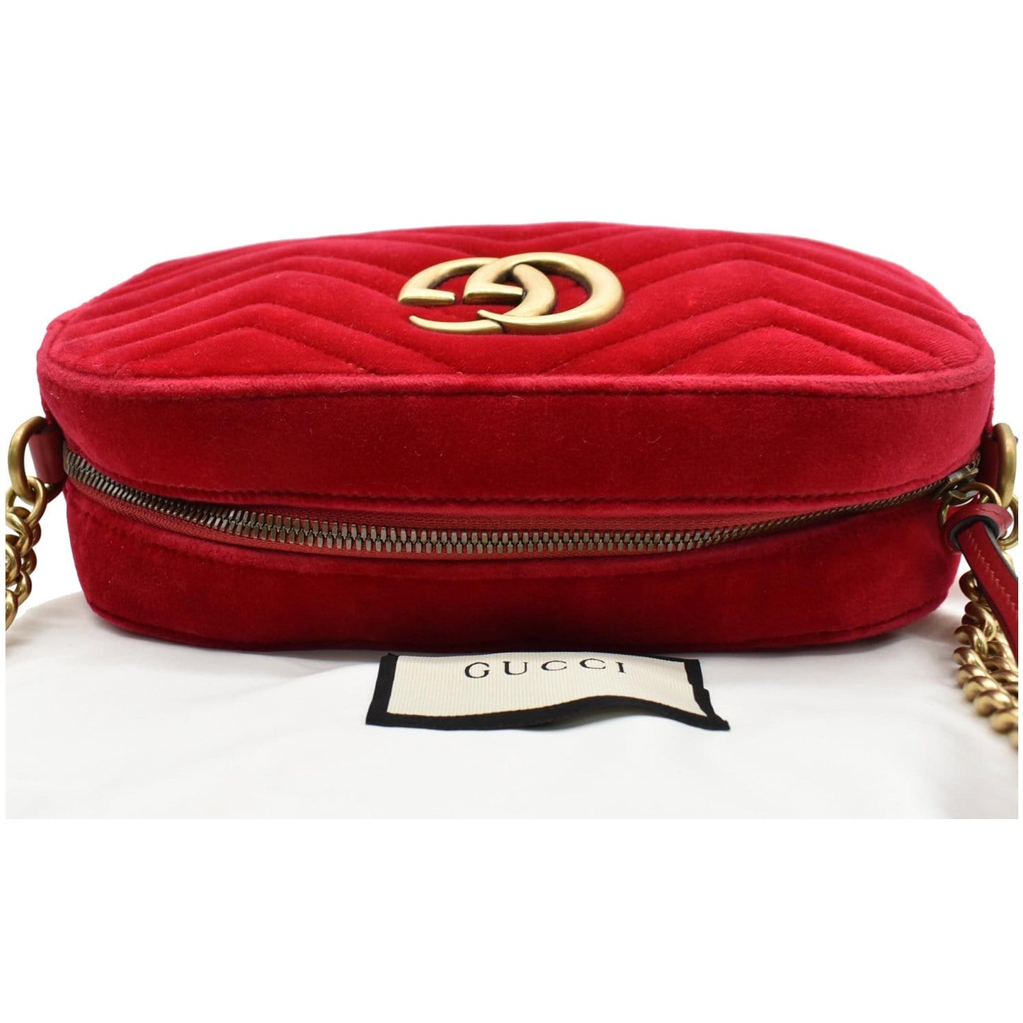 GUCCI GG Marmont Small Velvet Matelasse Crossbody Bag Red 447632