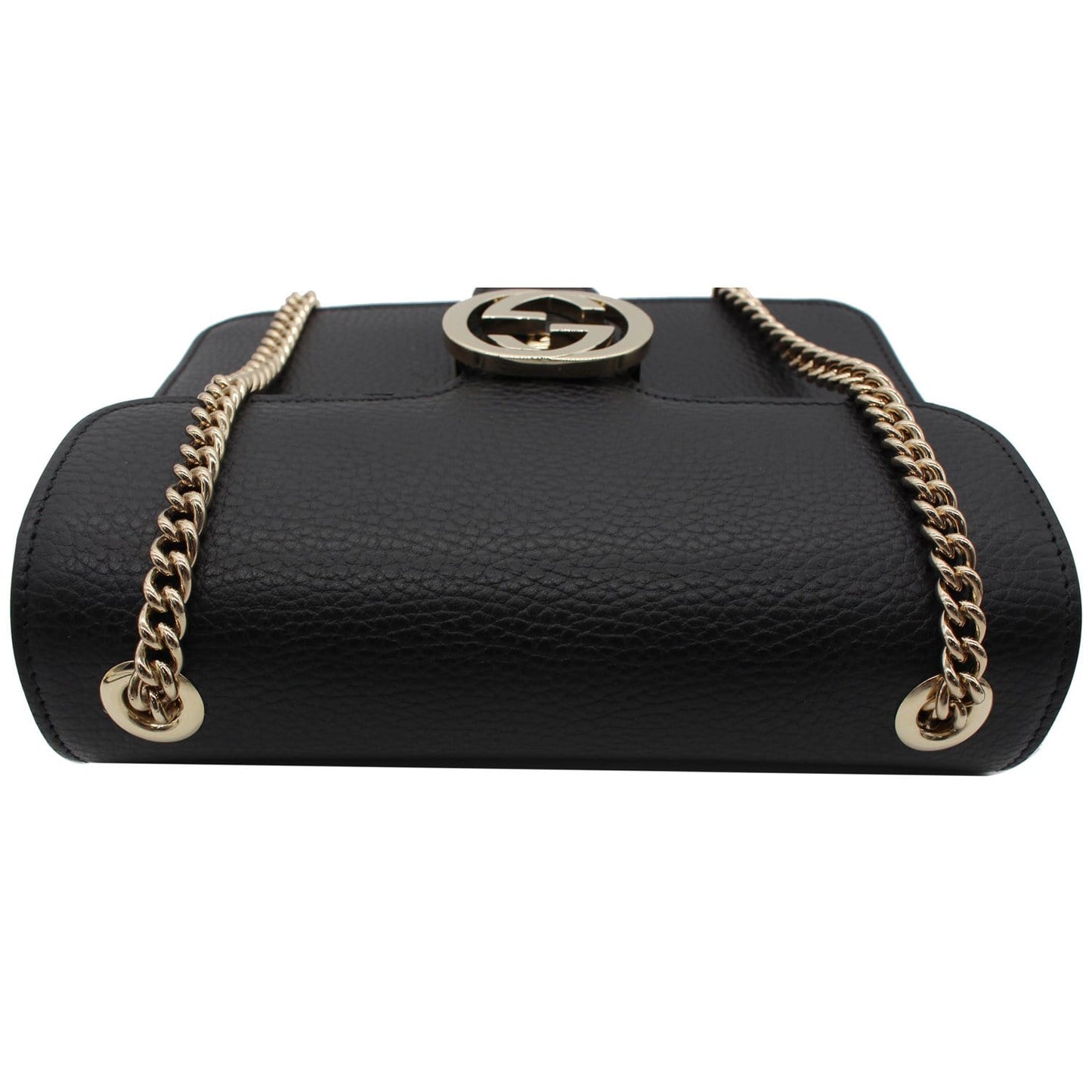 GUCCI Interlocking GG Leather Crossbody Bag Black