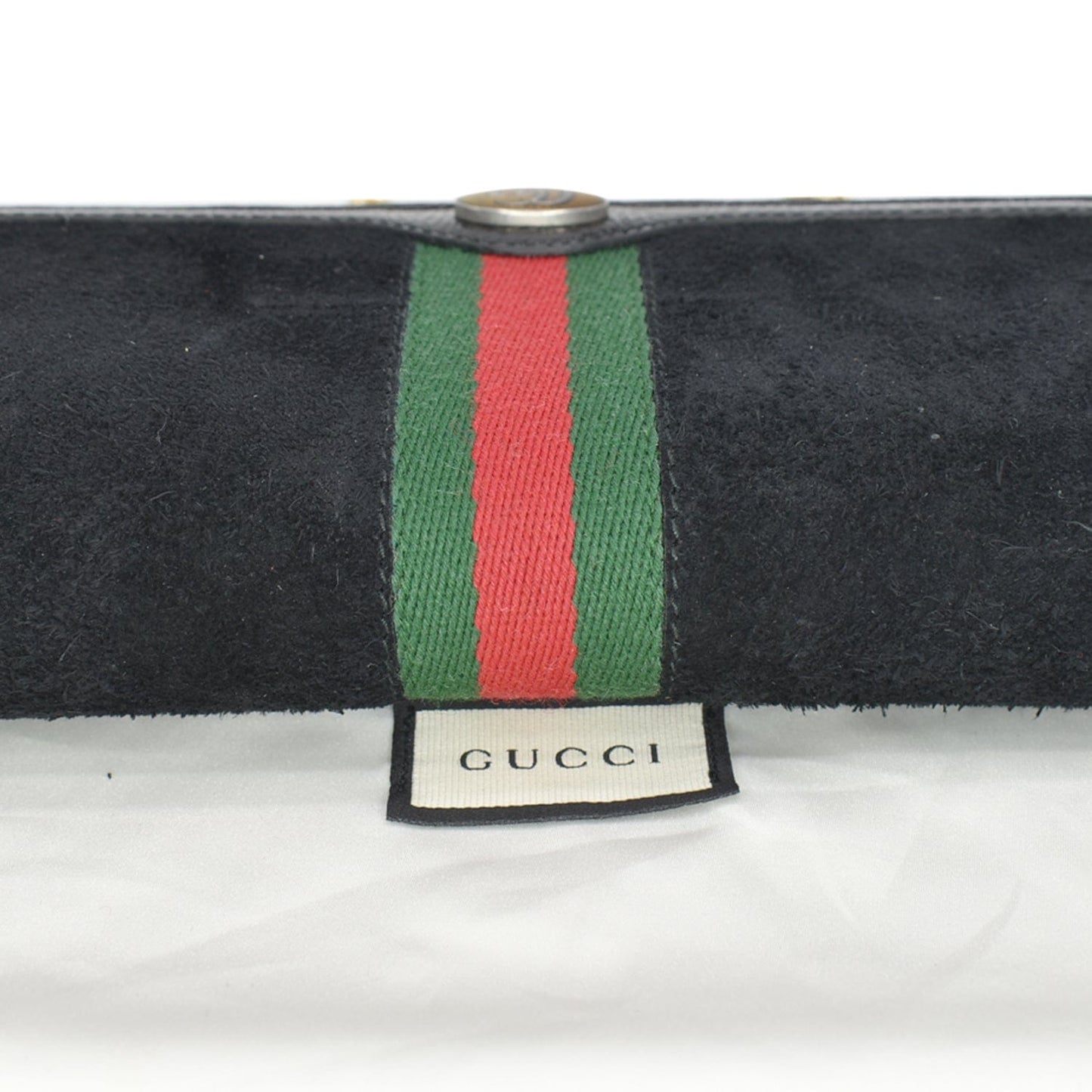 GUCCI Ophidia Suede Patent Web Leather Wallet On Chain Crossbody Bag Black 546592