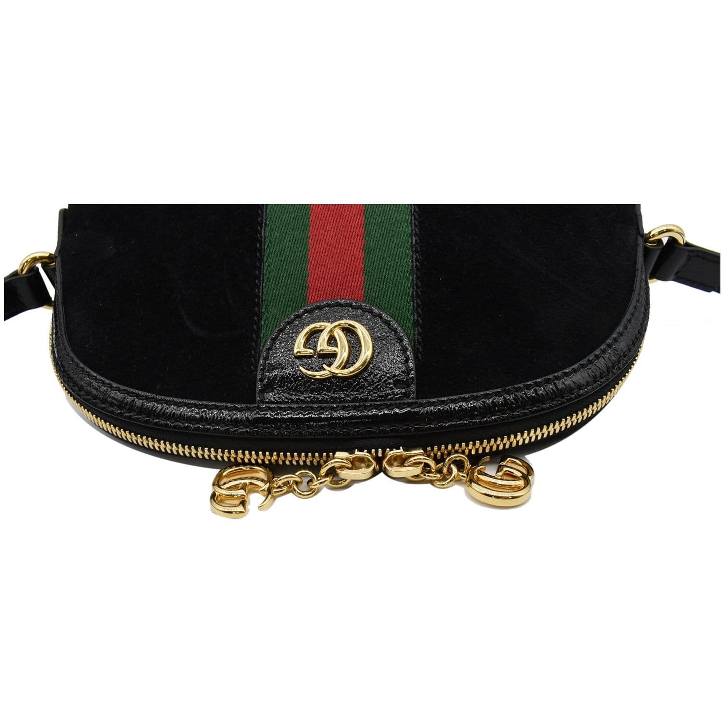 GUCCI Ophidia GG Small Suede Shoulder Bag Black 499621