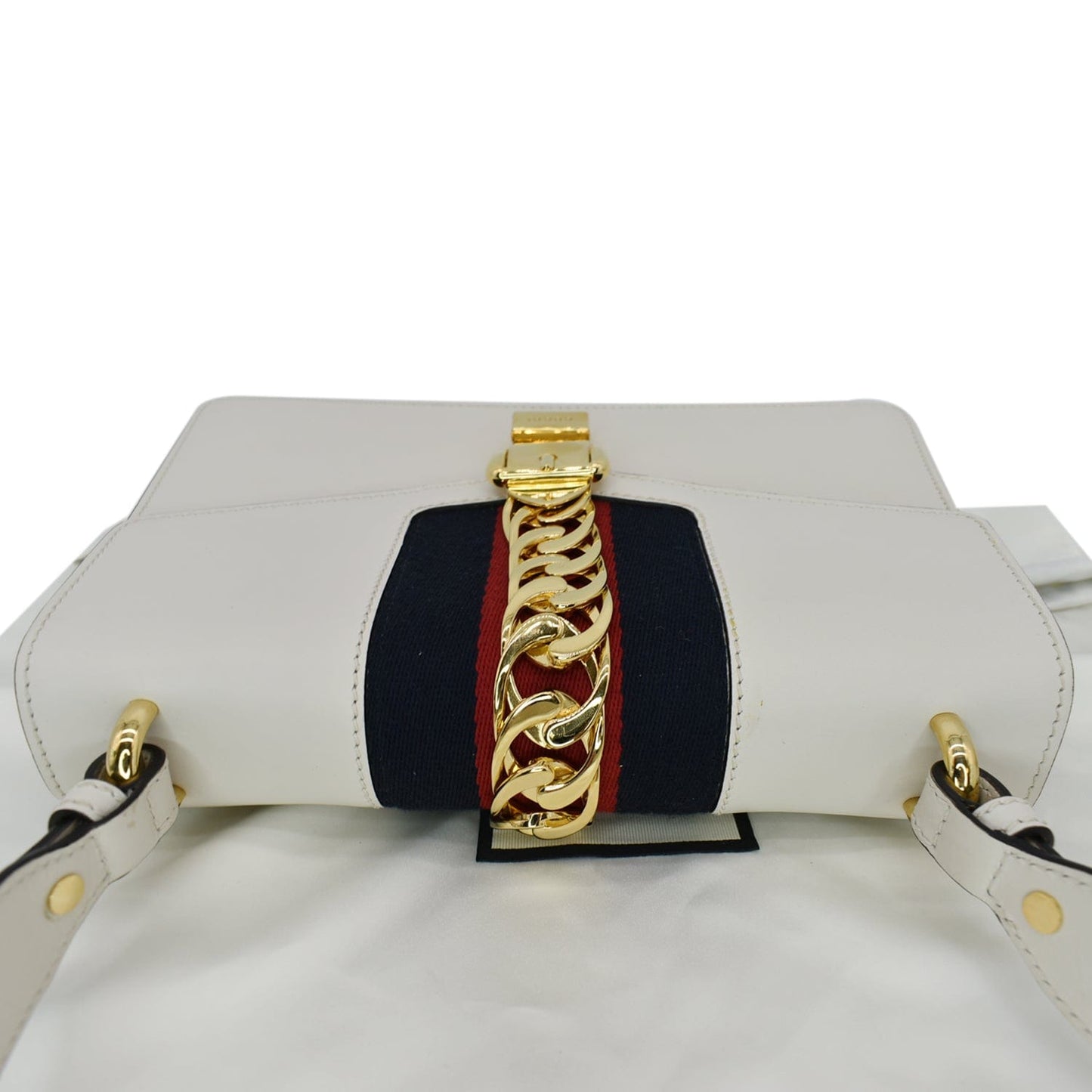 Gucci Sylvie Small Leather Shoulder Bag White 421882