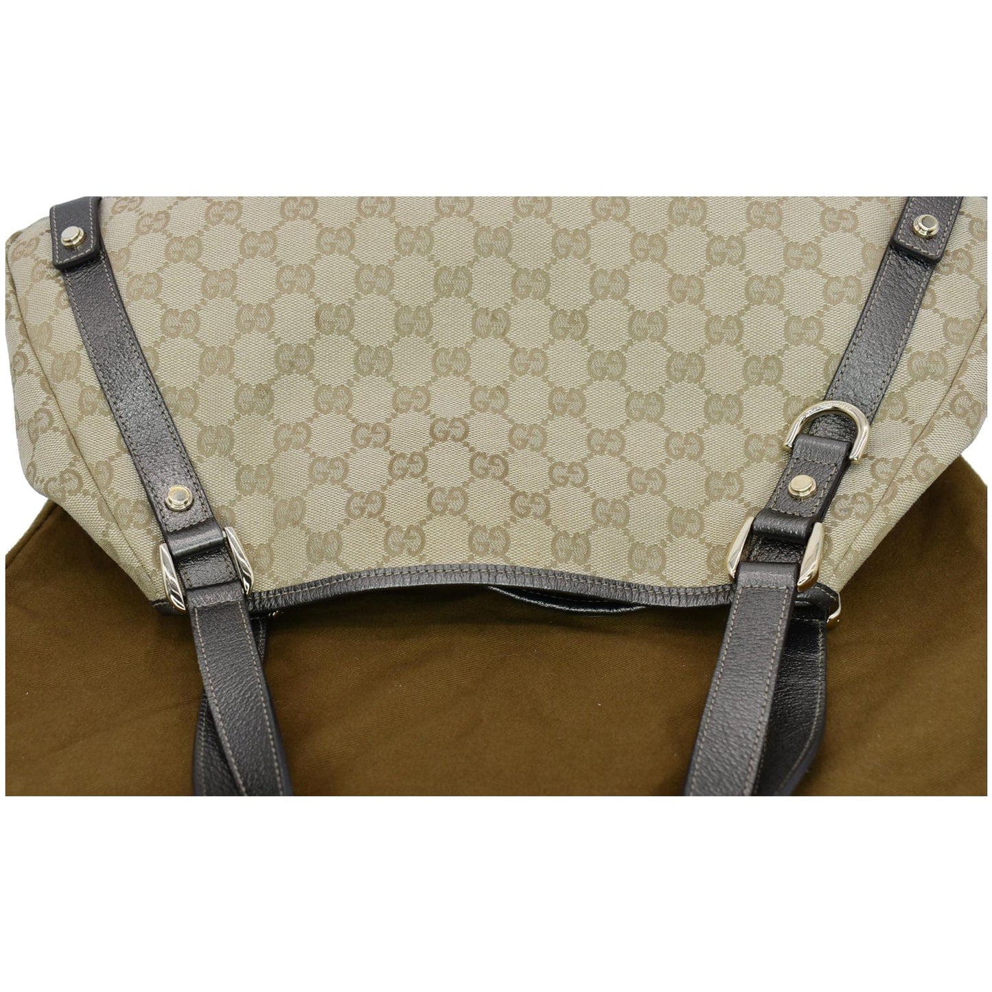 GUCCI Medium Abbey GG Canvas Shoulder Bag Beige 130736