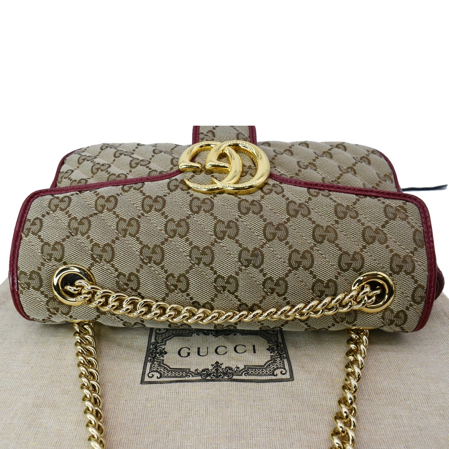 GUCCI GG Marmont Small Matelasse Canvas Shoulder Bag Beige 443497