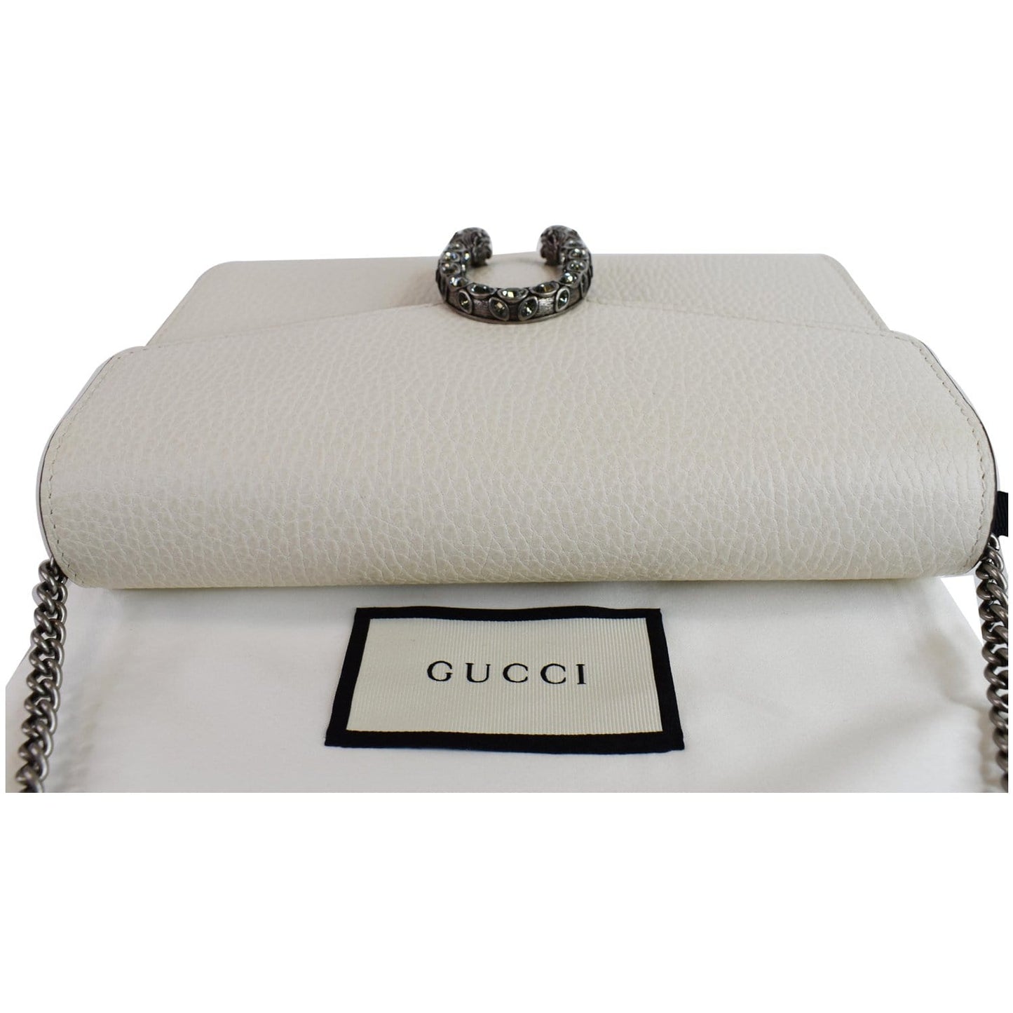 GUCCI Dionysus Mini Leather Chain Shoulder Bag White 401231