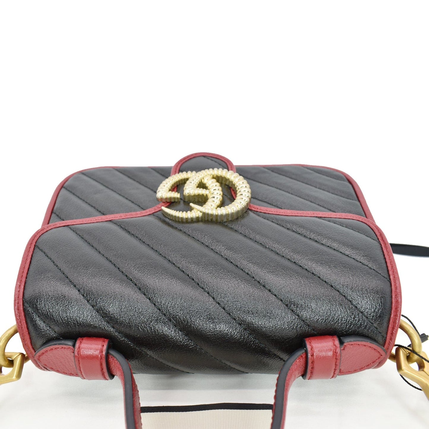 GUCCI GG Torchon Marmont Mini Top Handle Crossbody Bag 583571 Black/Cerise - Hot Deals