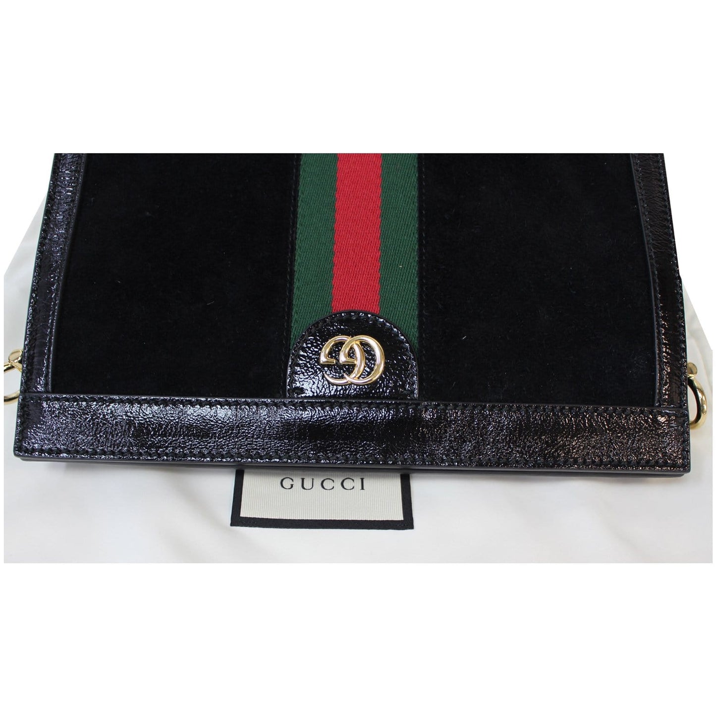 GUCCI Ophidia GG Small Web Suede Leather Shoulder Bag Black 503877