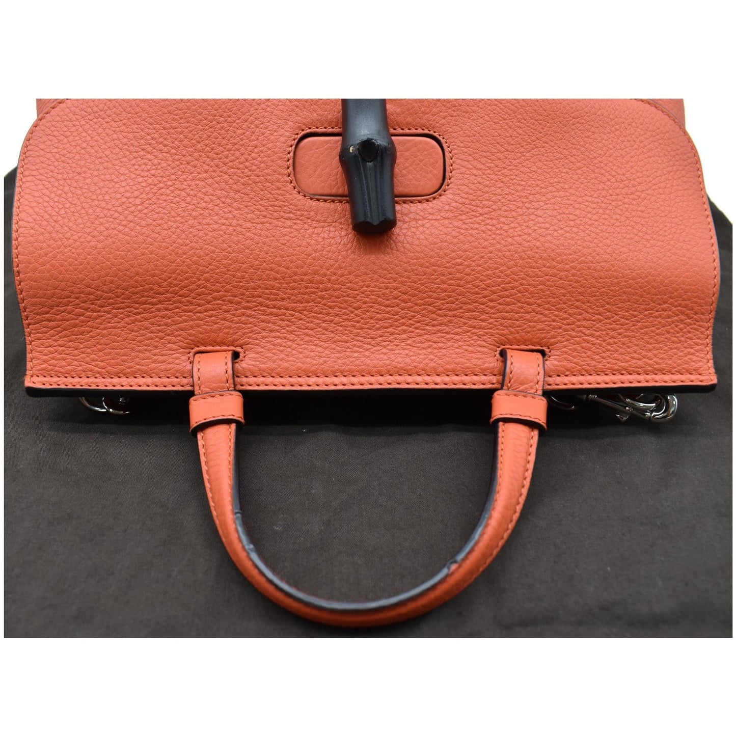 GUCCI Bamboo Daily Medium Leather Shoulder Bag Orange 392013