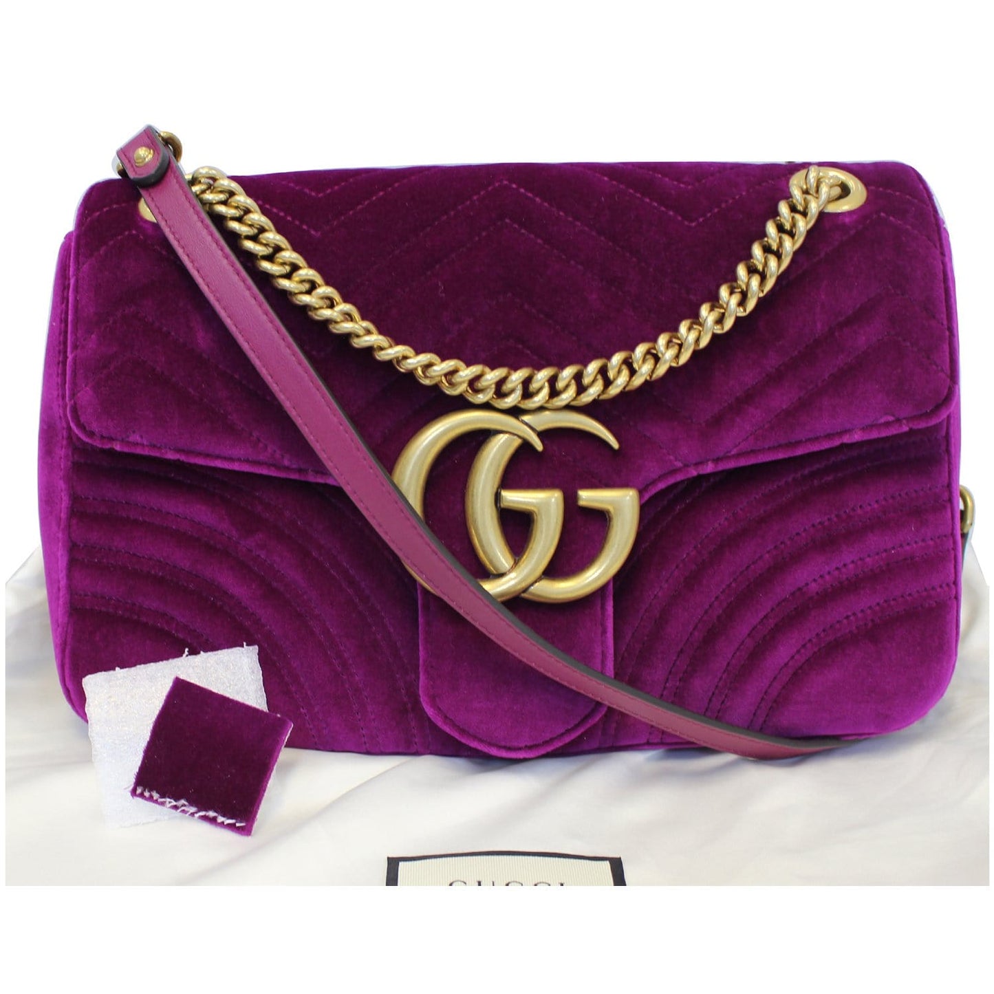 GUCCI GG Marmont Velvet Medium Shoulder Bag Purple 443496