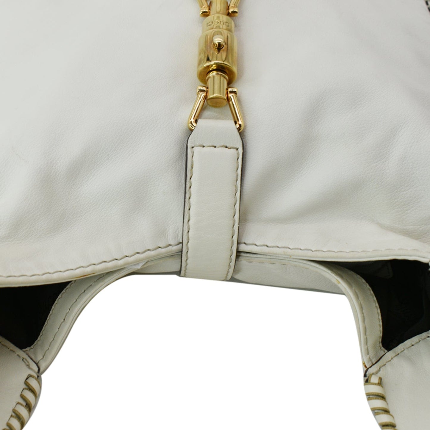 GUCCI Jackie Medium Leather Shoulder Bag White 219725