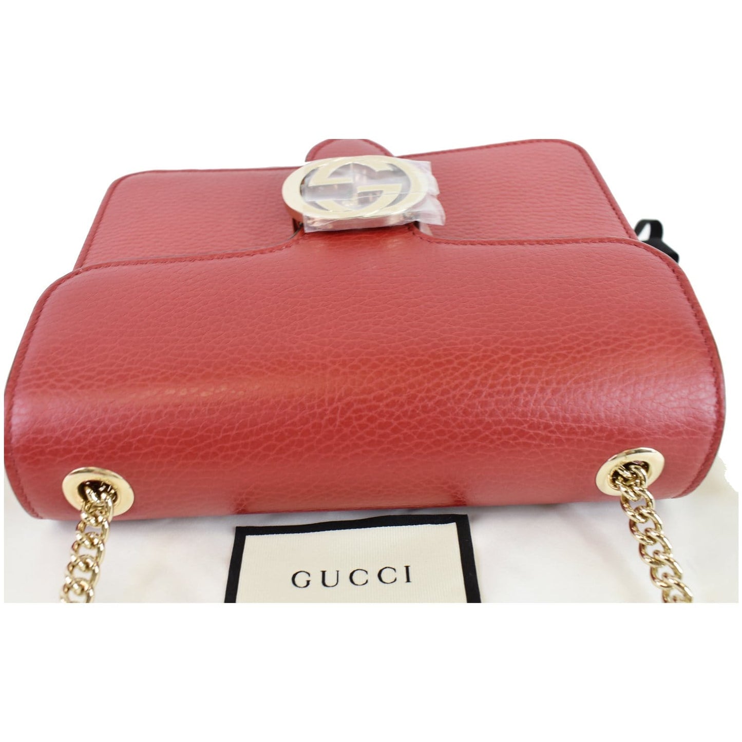 GUCCI Interlocking GG Leather Crossbody Bag Red 510304