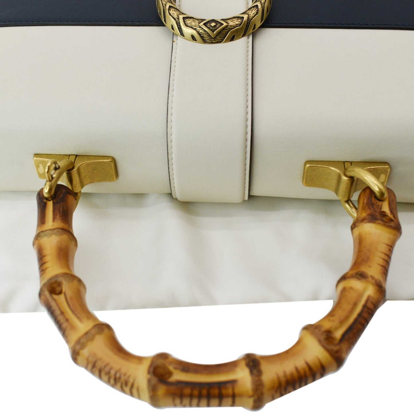 GUCCI Dionysus Bamboo Medium Leather Top Handle Shoulder Bag White - 10% Off