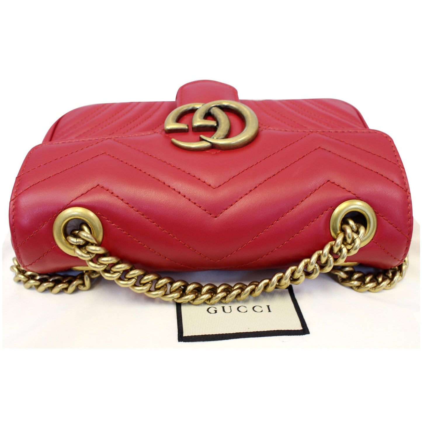 GUCCI GG Marmont Mini Leather Shoulder Crossbody Bag Red 446744
