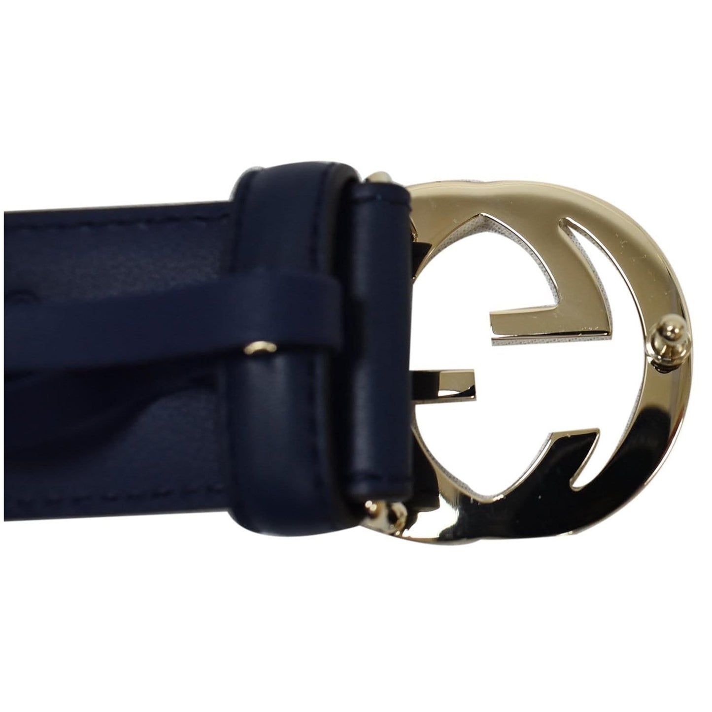 GUCCI GG Reversible Leather Belt Blue/Black 546386 Size 90.36