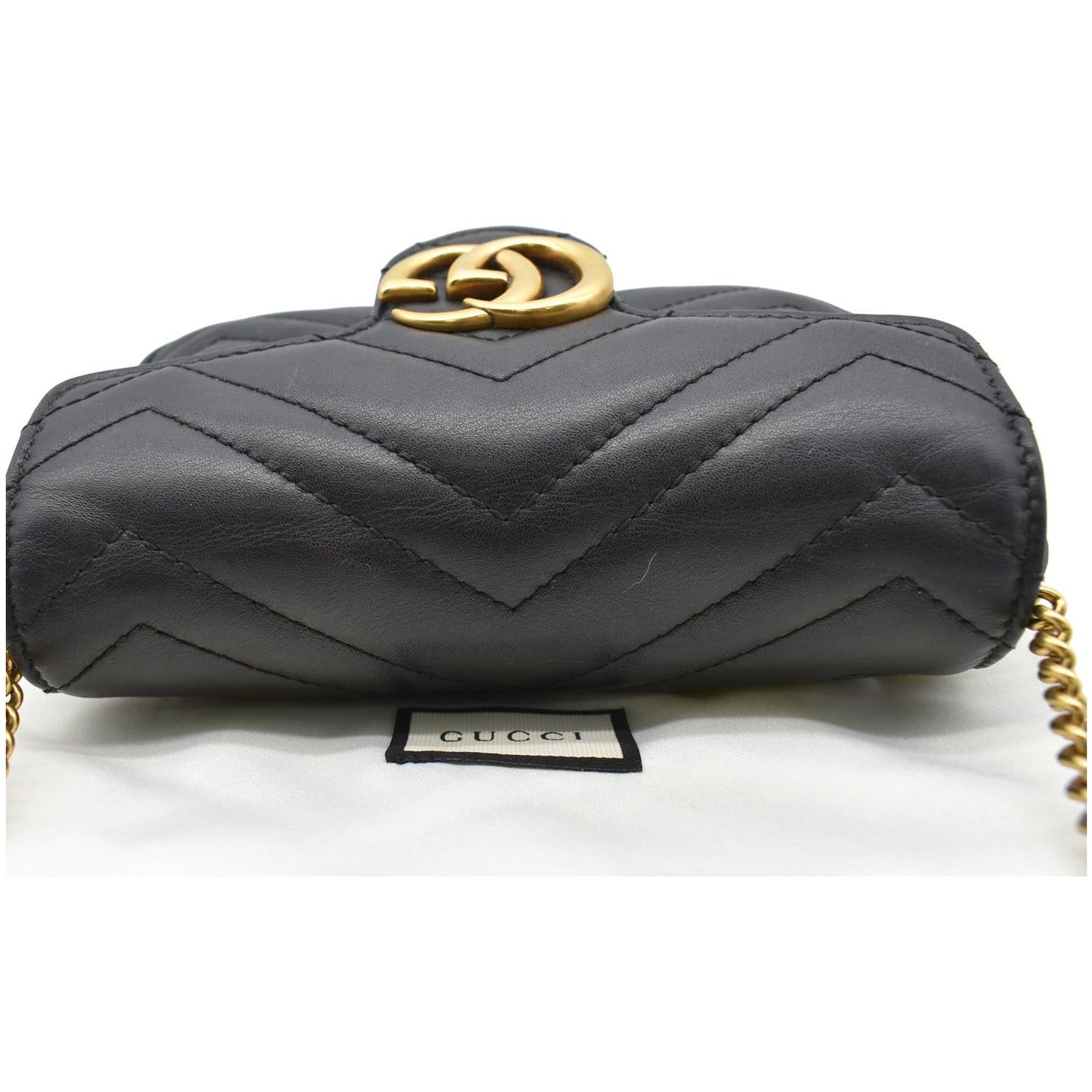 GUCCI GG Marmont Super Mini Leather Crossbody Bag Black 476433