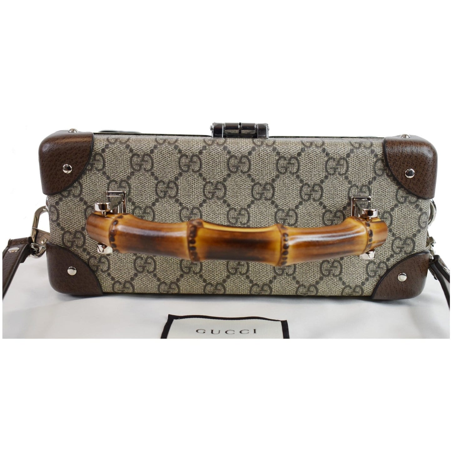 GUCCI Globe-Trotter GG Beauty Case Bamboo Shoulder Bag Beige 588351