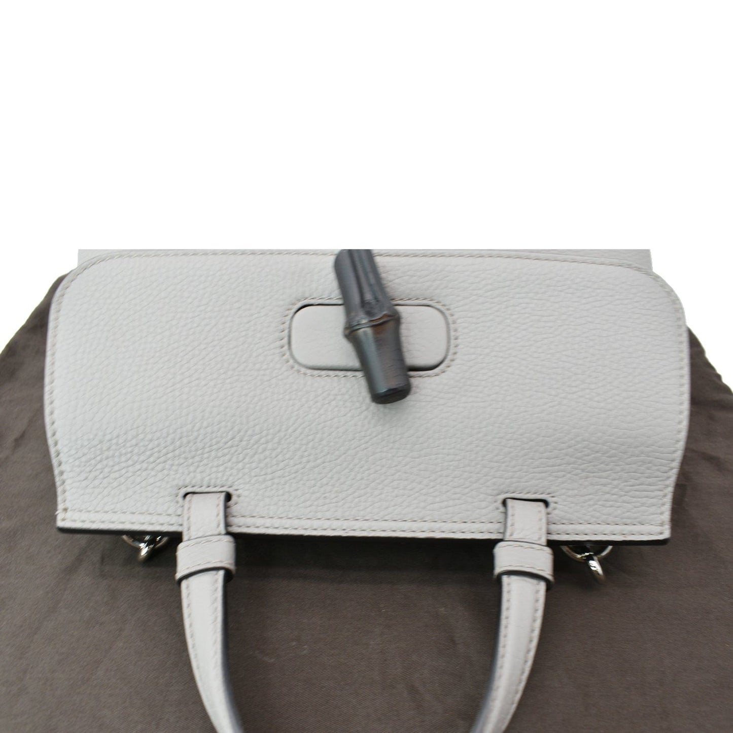 GUCCI Bamboo Daily Small Leather Shoulder Bag Grey 370831