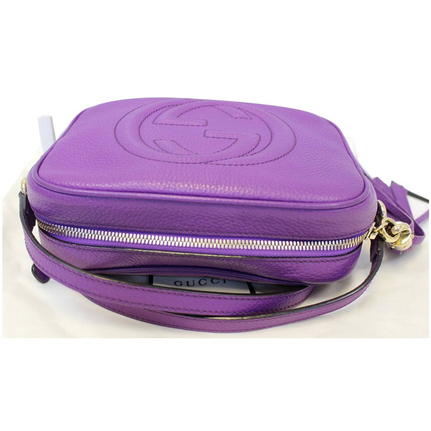 GUCCI Soho Disco Pebbled Leather Small Crossbody Bag 308364 Purple