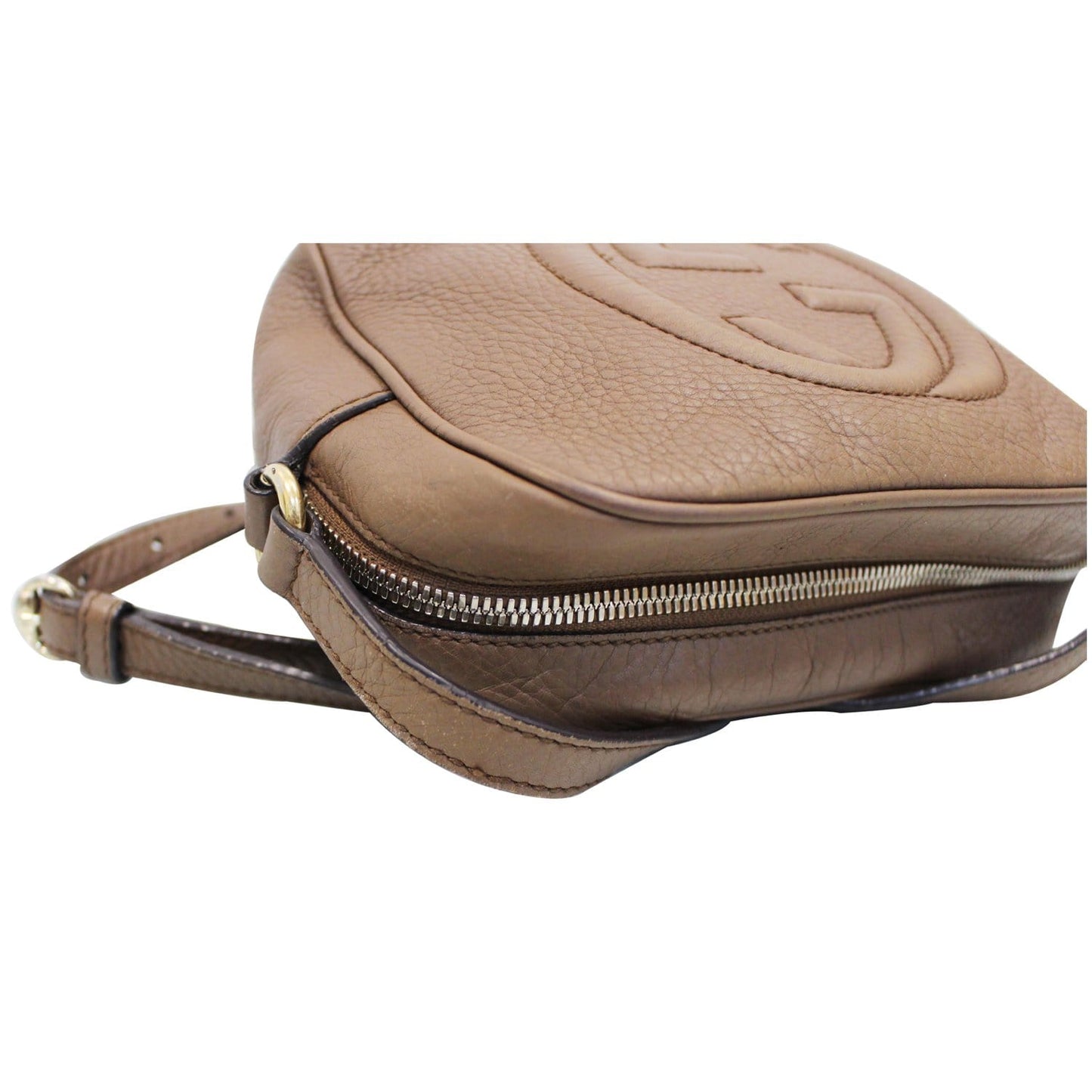 GUCCI Soho Disco Pebbled Leather Small Crossbody Bag Beige 308364