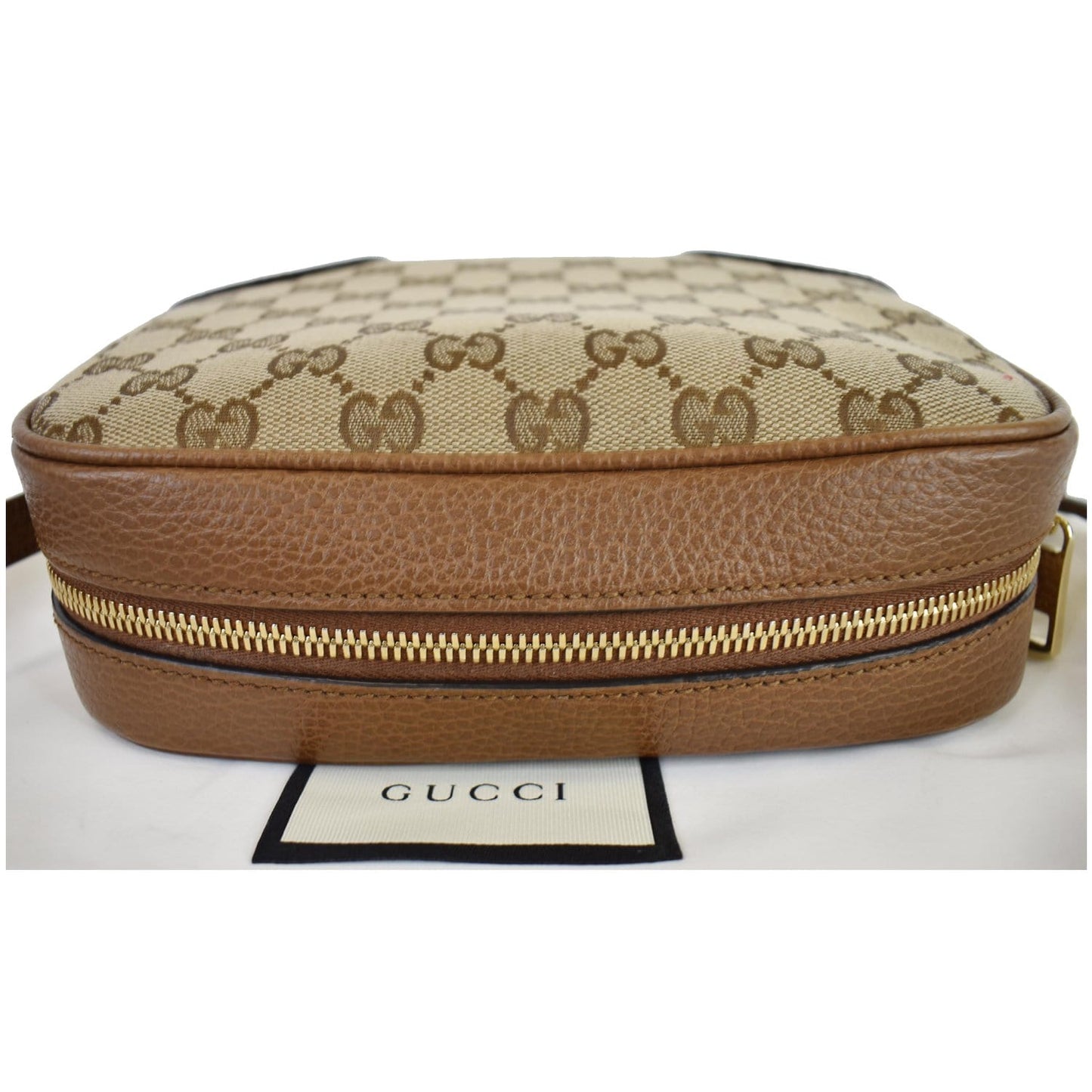 GUCCI Bree GG Canvas Leather Crossbody Bag Beige 449413