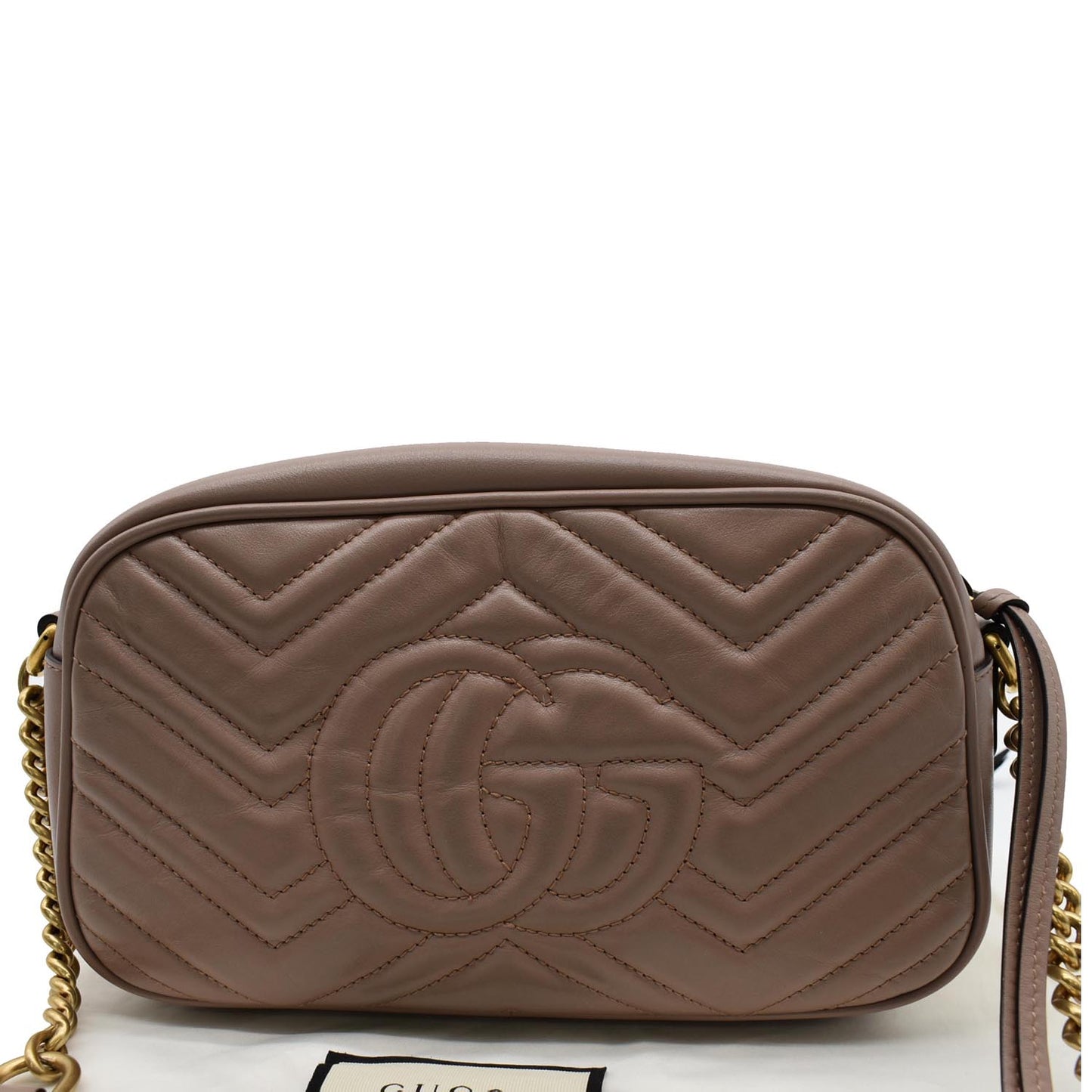 GUCCI GG Marmont Small Matelasse Leather Crossbody Bag Taupe 447632