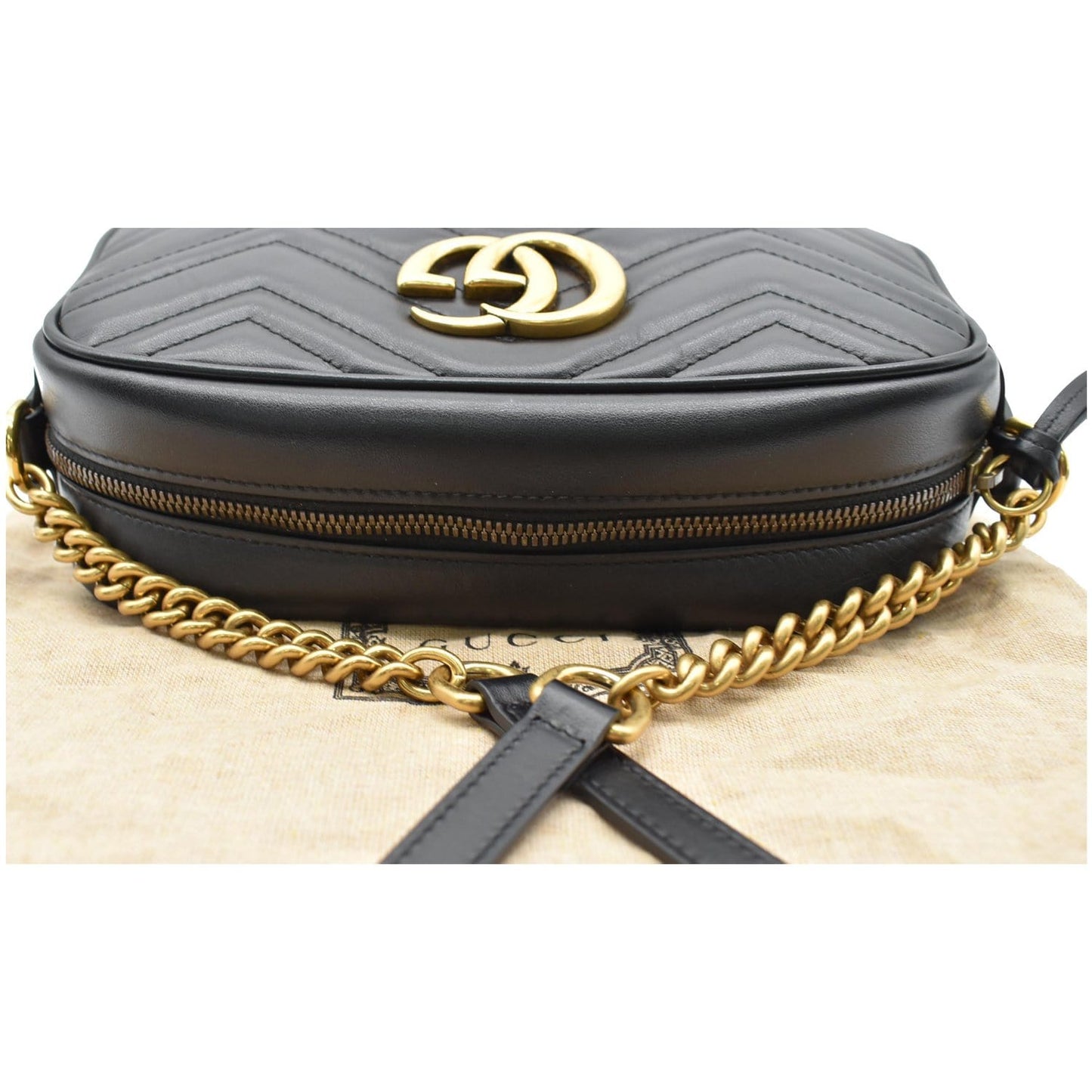 GUCCI GG Marmont Small Matelasse Leather Crossbody Bag Black 447632