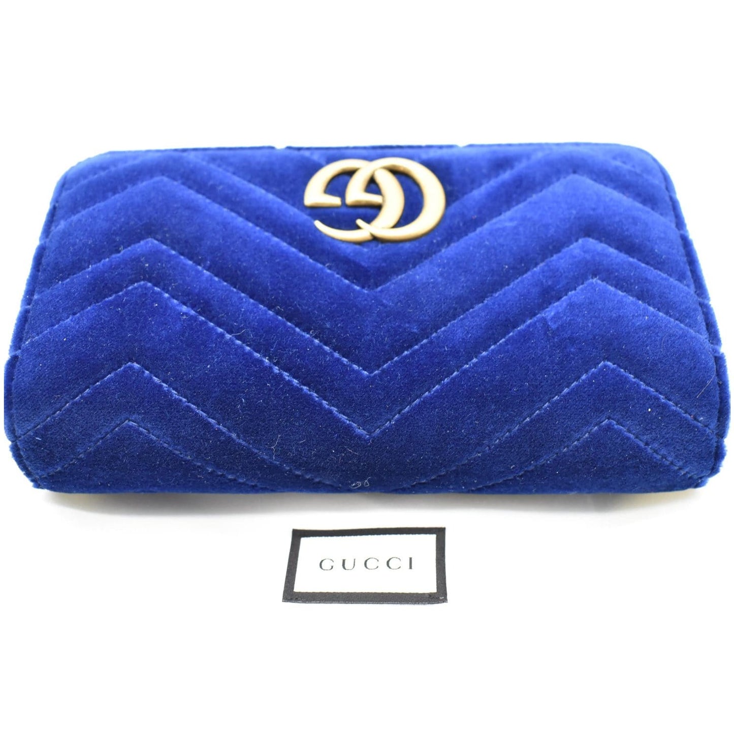 GUCCI Marmont GG Mini Velvet Matelasse Crossbody Bag Blue 488426